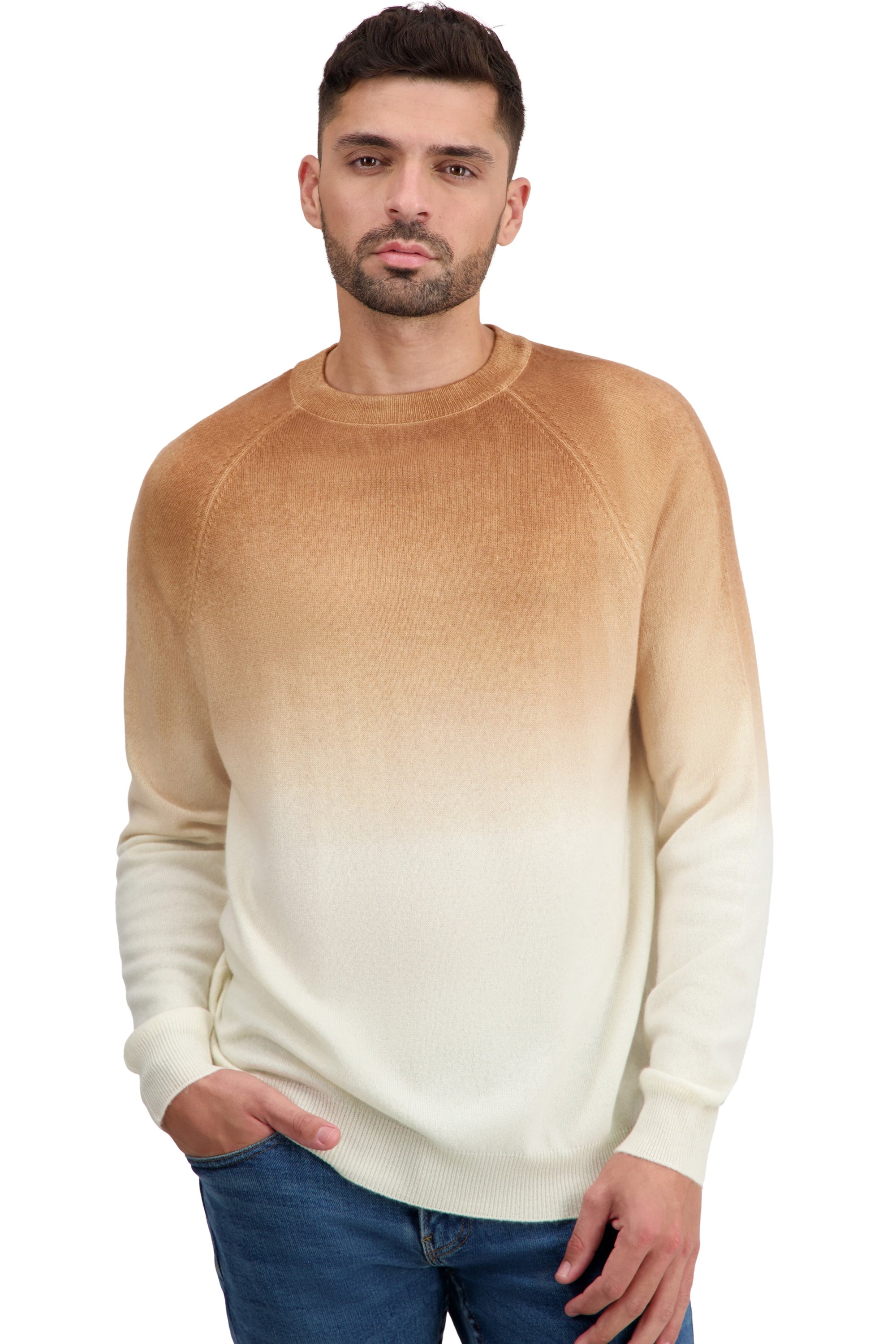 Ticino in kasjmier heren - natural écru / camel - Mahogany