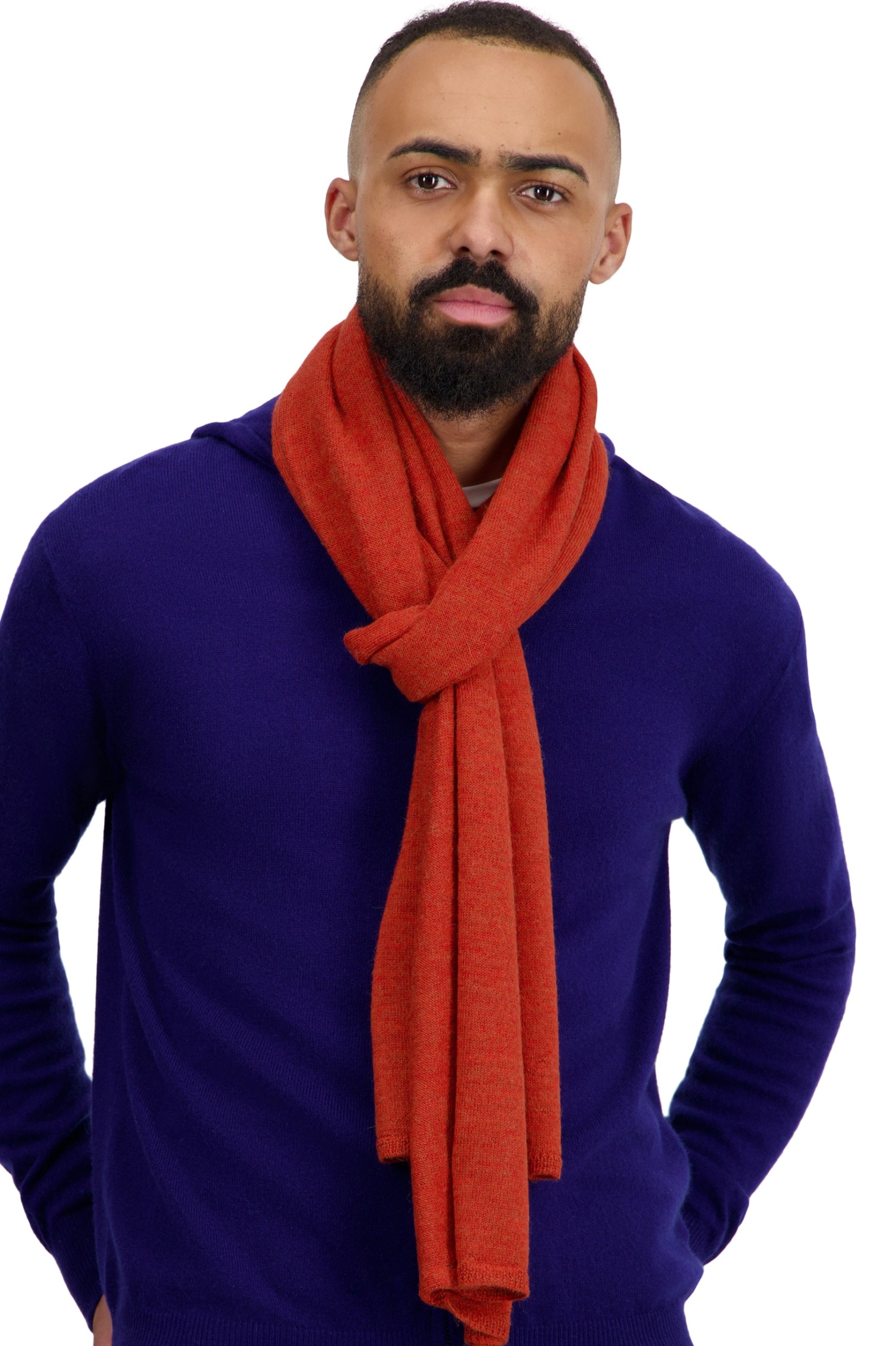 Tyson in baby alpaca heren - pumpkin - Mahogany