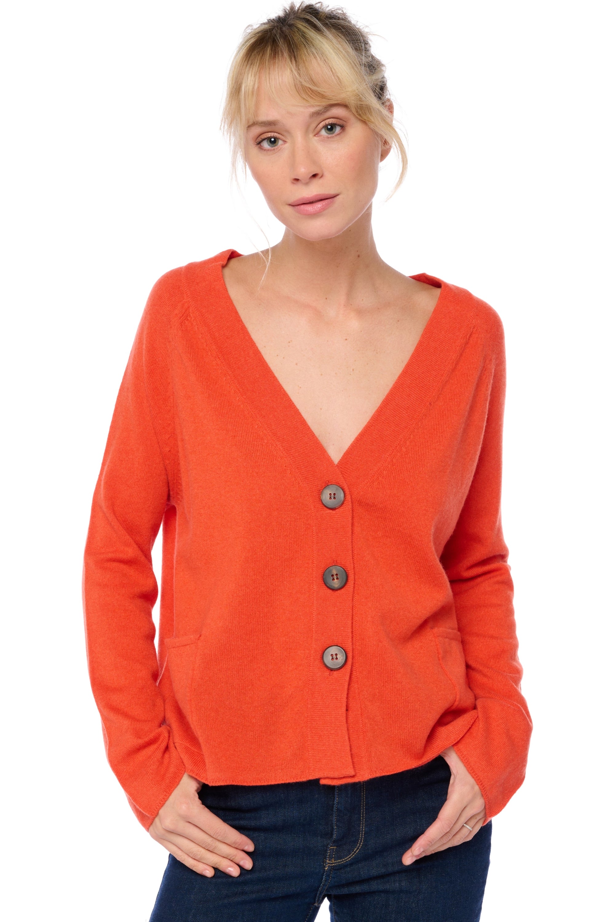 Chana in kasjmier dames - satsuma - Mahogany