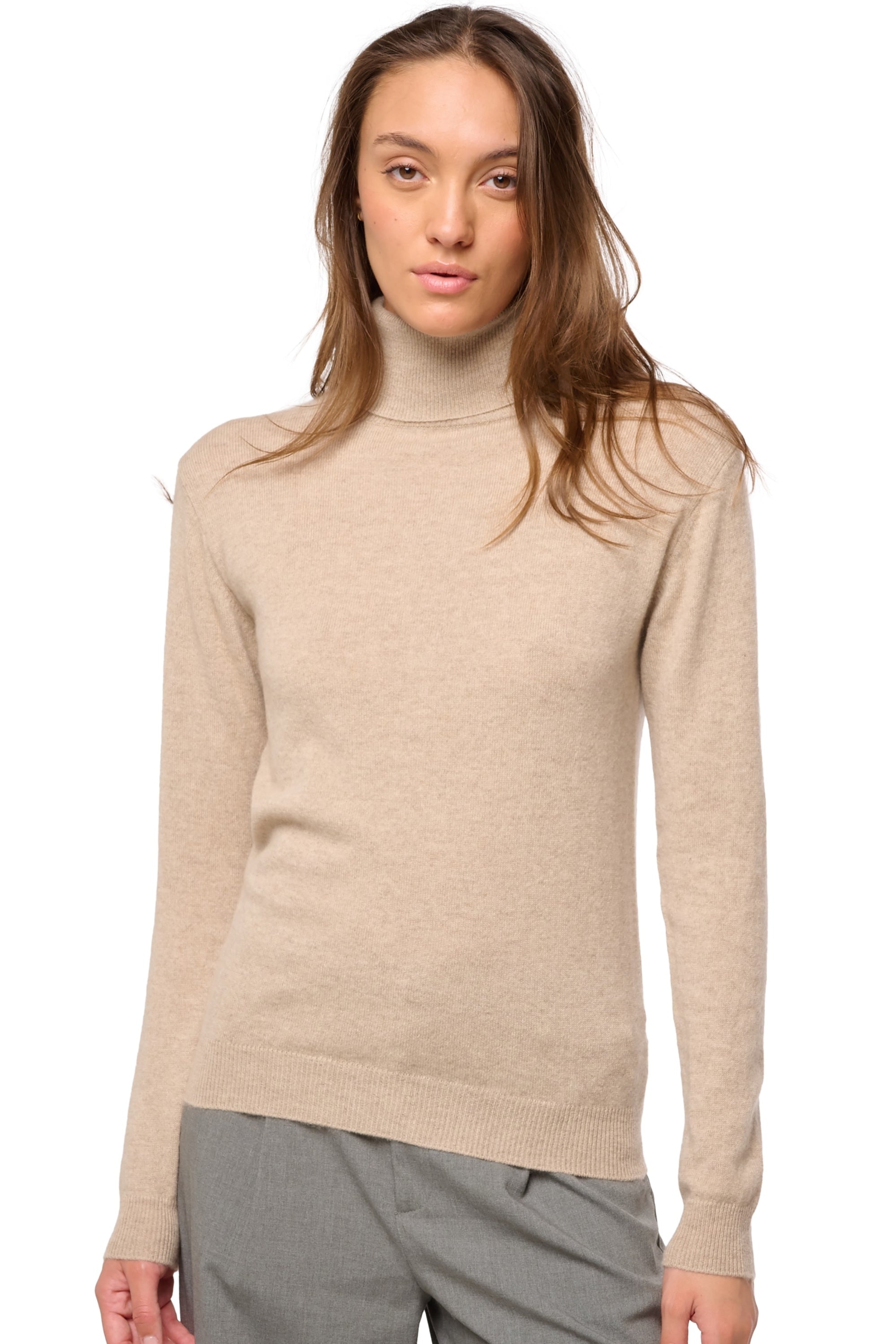 Tale in kasjmier dames - spelt - Mahogany