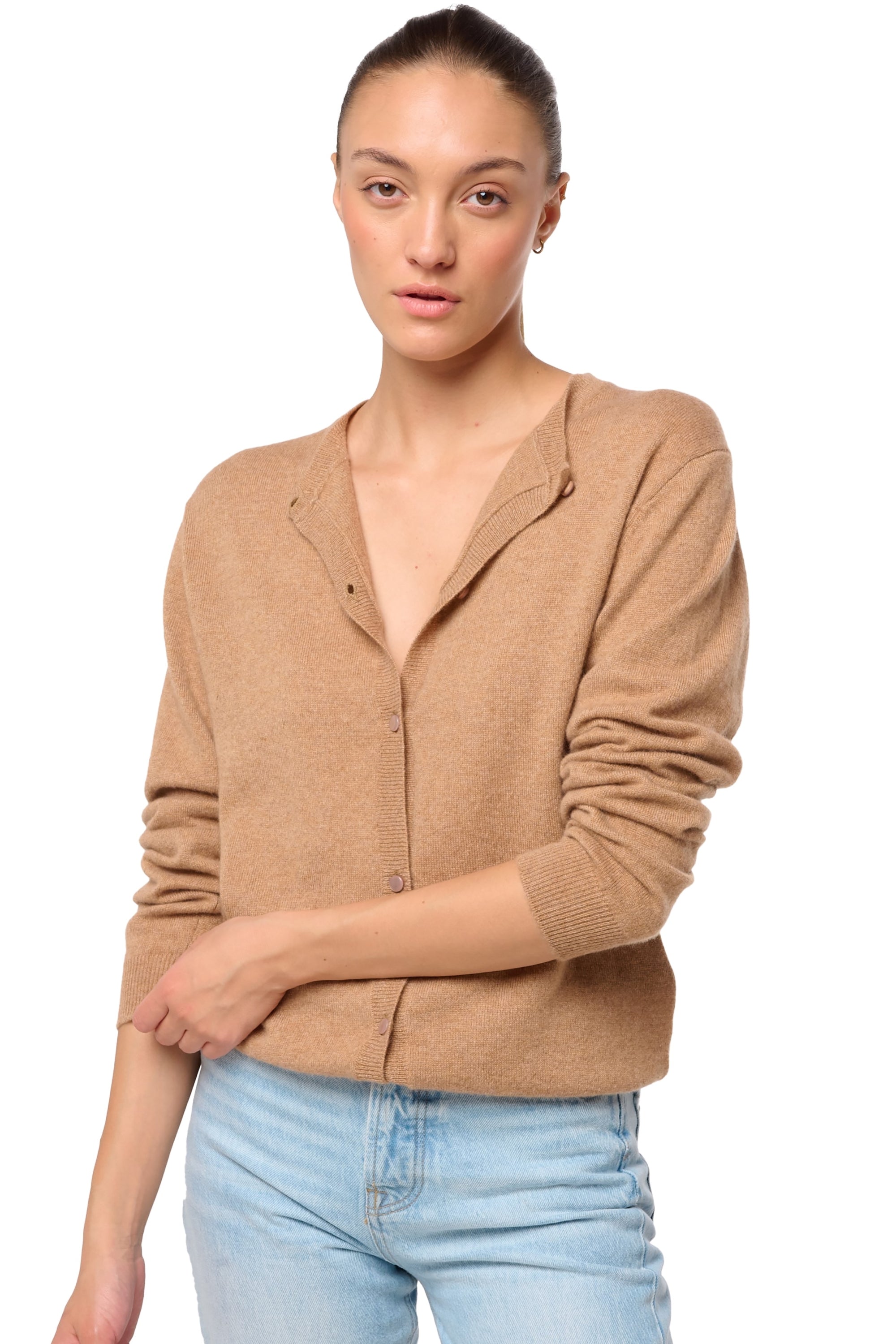 Tyra in kasjmier dames - african camel - Mahogany