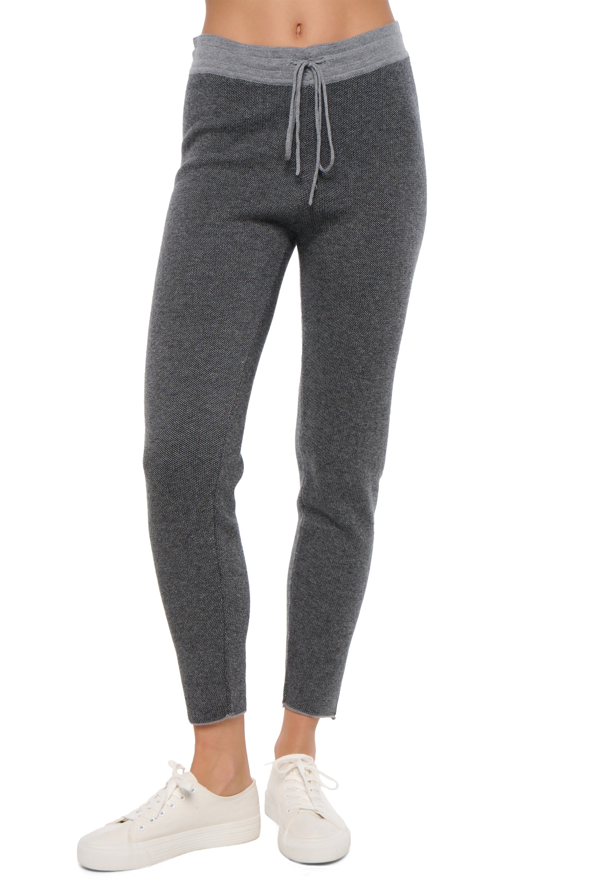 Broek in kasjmier en katoen, 85% katoen / 15% kasjmier, dames, nauwsluitende pasvorm, normaal / 2 en 4 draden, normaal breiwerk, Mahogany