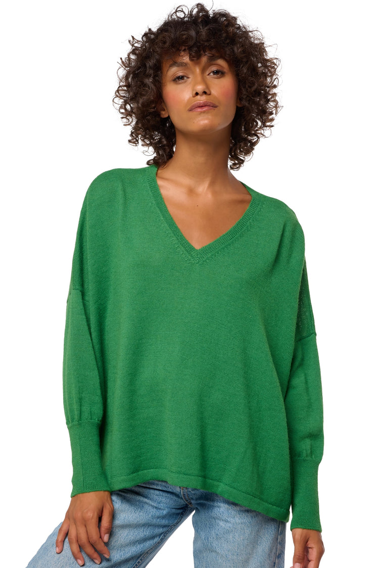 Damara in baby alpaca dames - green leaf - Mahogany