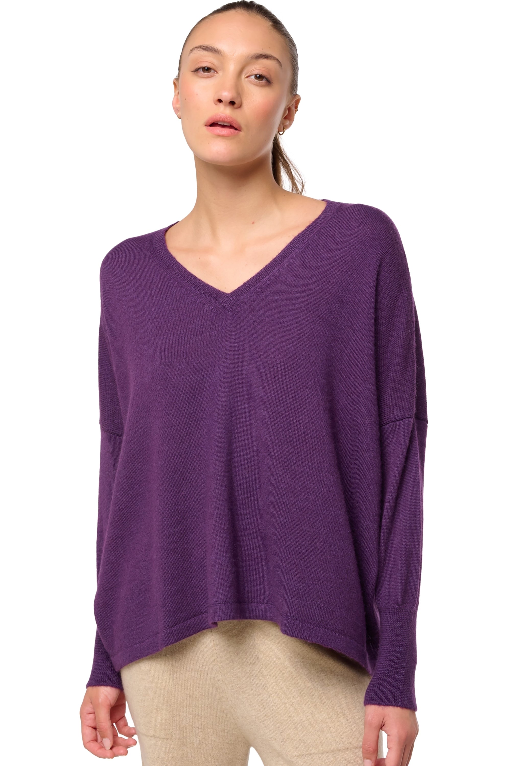 Damara in baby alpaca dames - violet - Mahogany