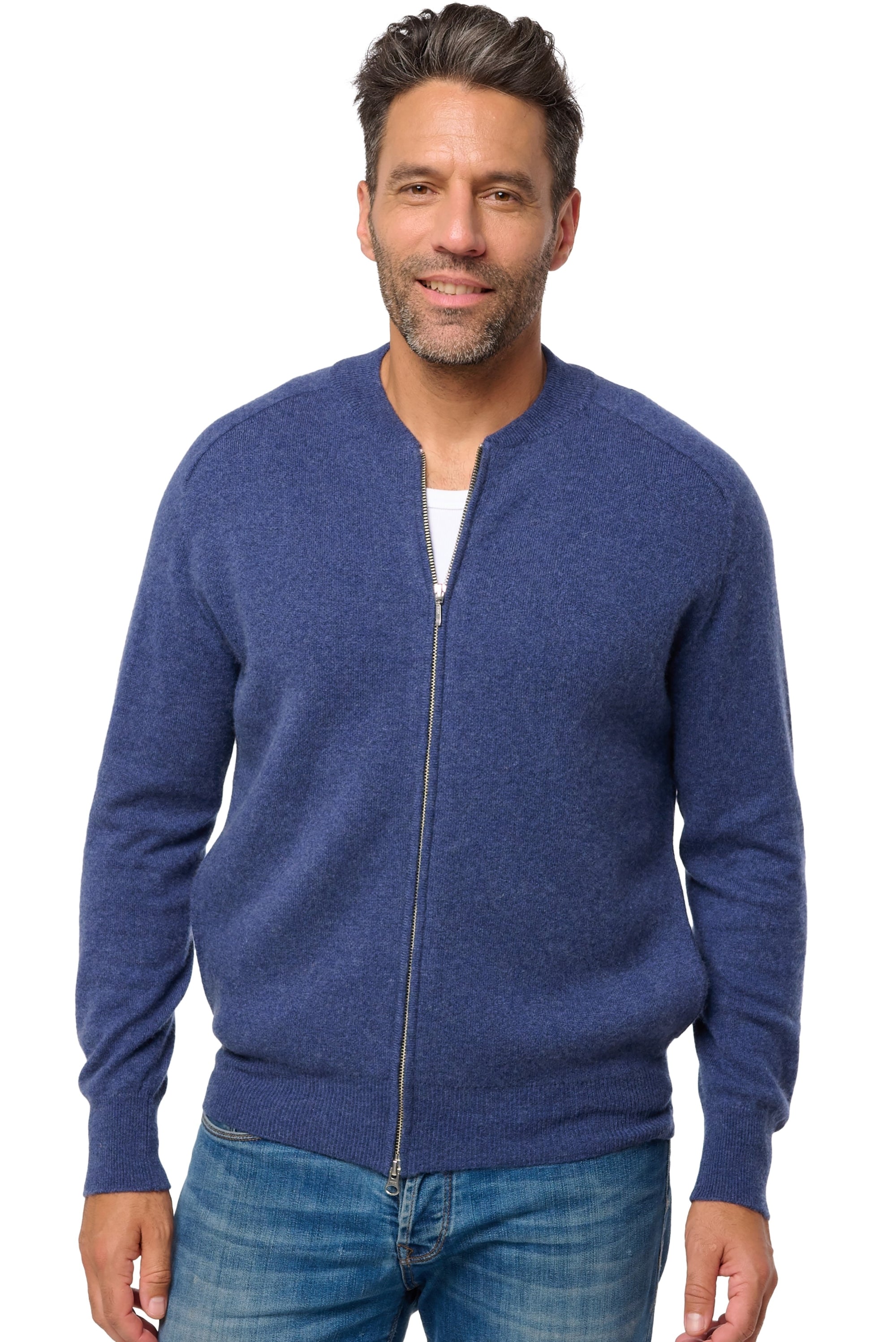 Dwaren kasjmier trui heren - indigo - Mahogany