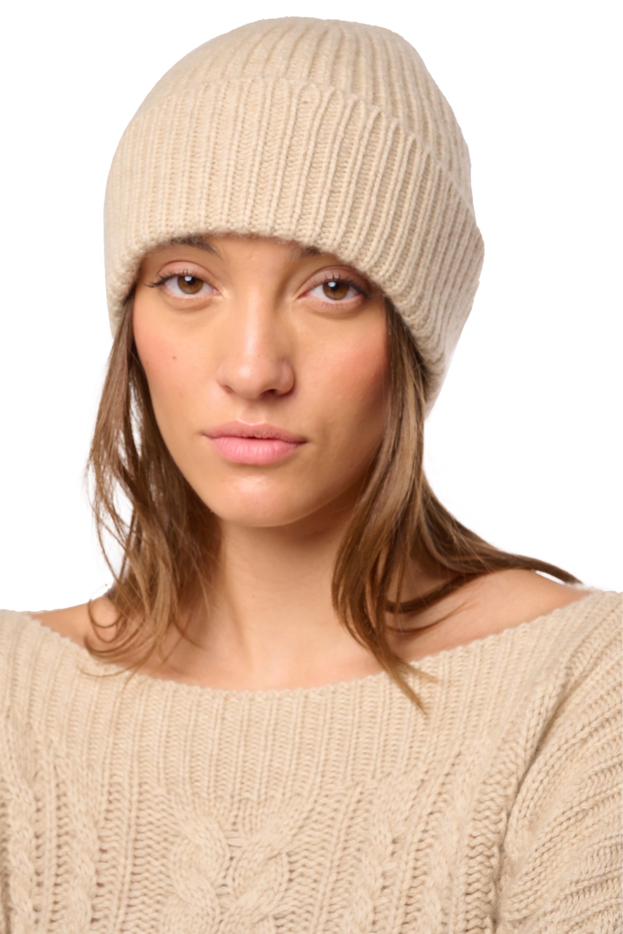 Dido in gemengd kasjmier - natural winter dawn - Mahogany