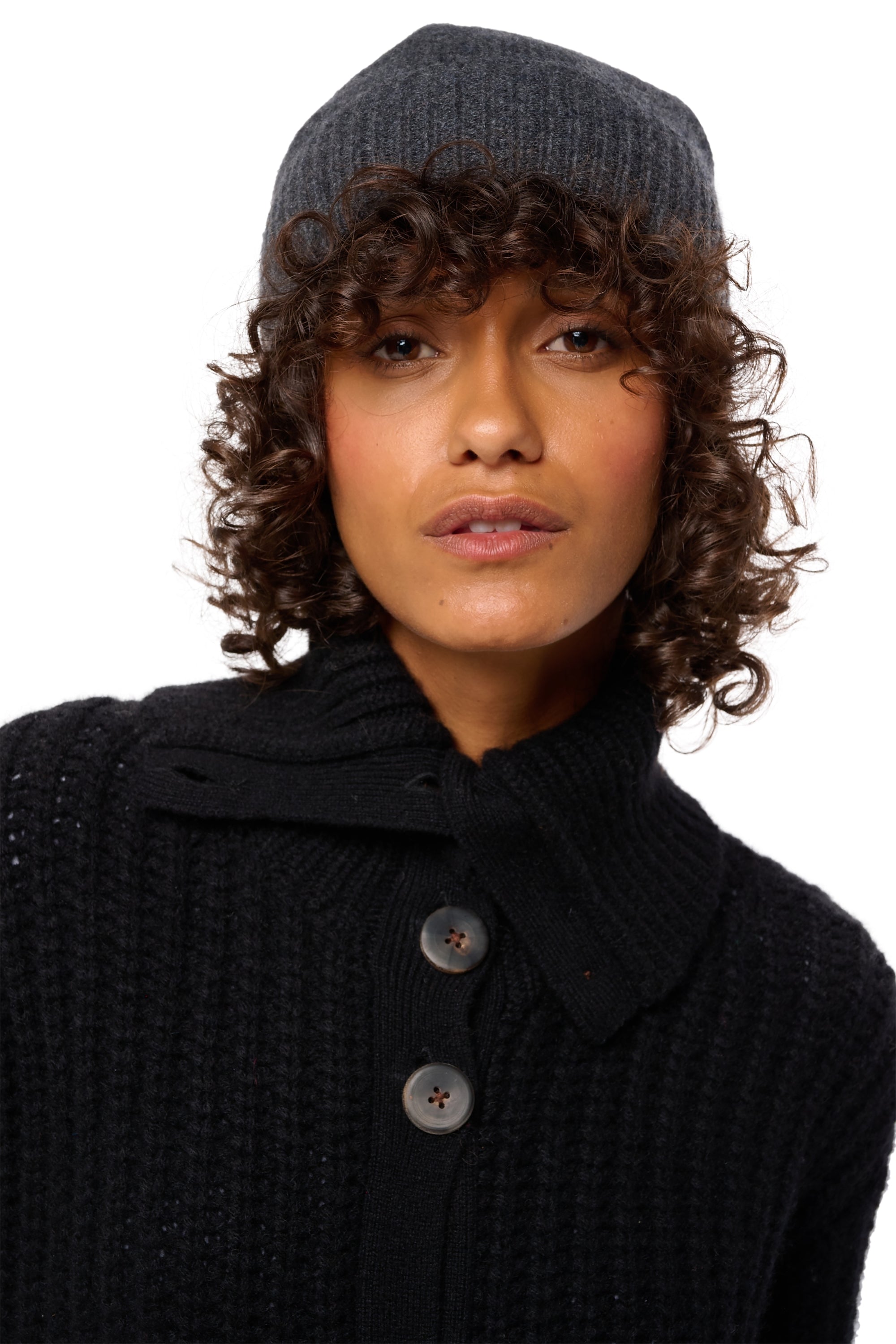 Muts in kasjmier, 100% kasjmier, unisex, grof / 6 draden en meer, geribd, Mahogany