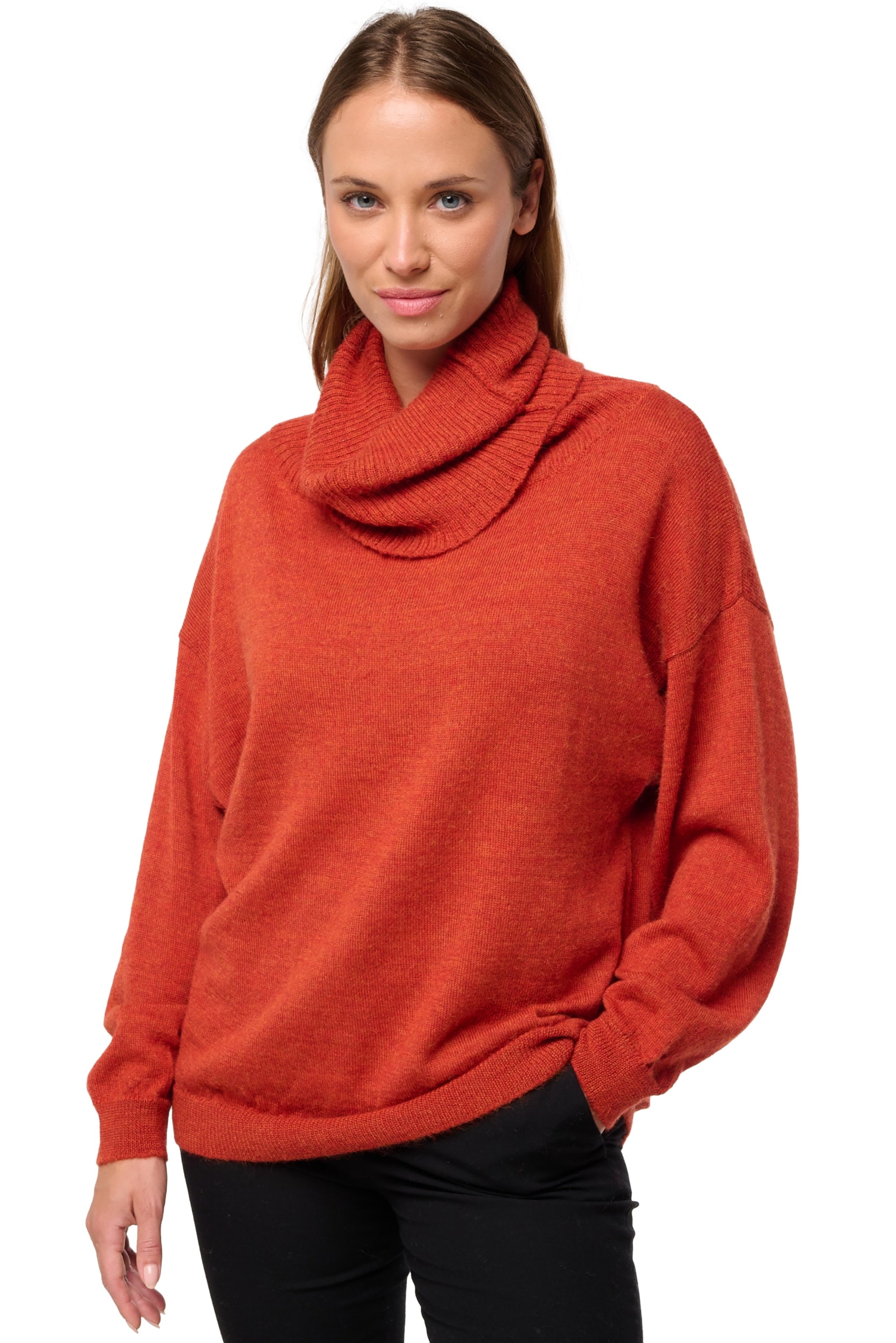 Tanis in baby alpaca voor dames - pumpkin - Mahogany