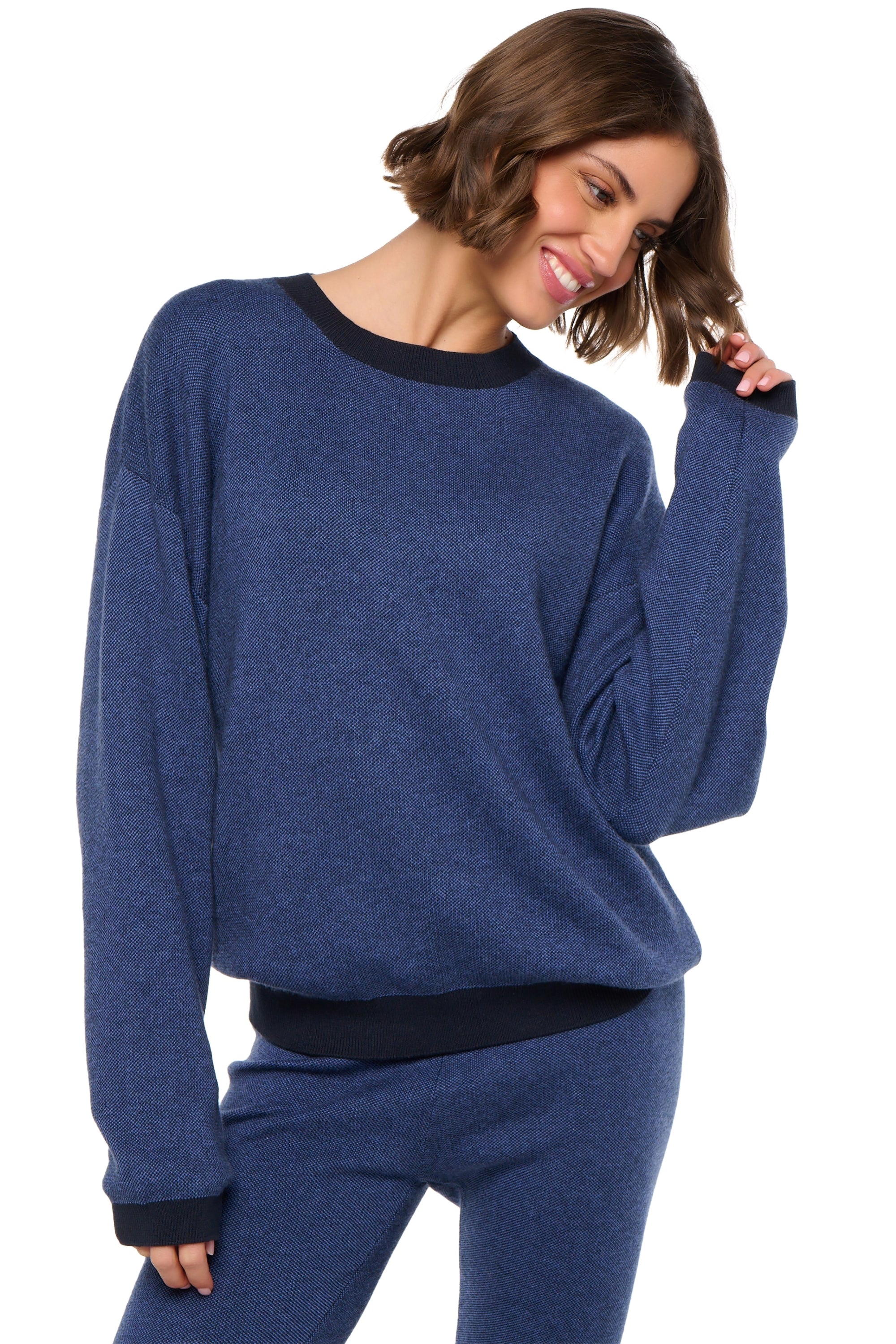 Stormie in kasjmier en katoen dames - blauw / navy - Mahogany
