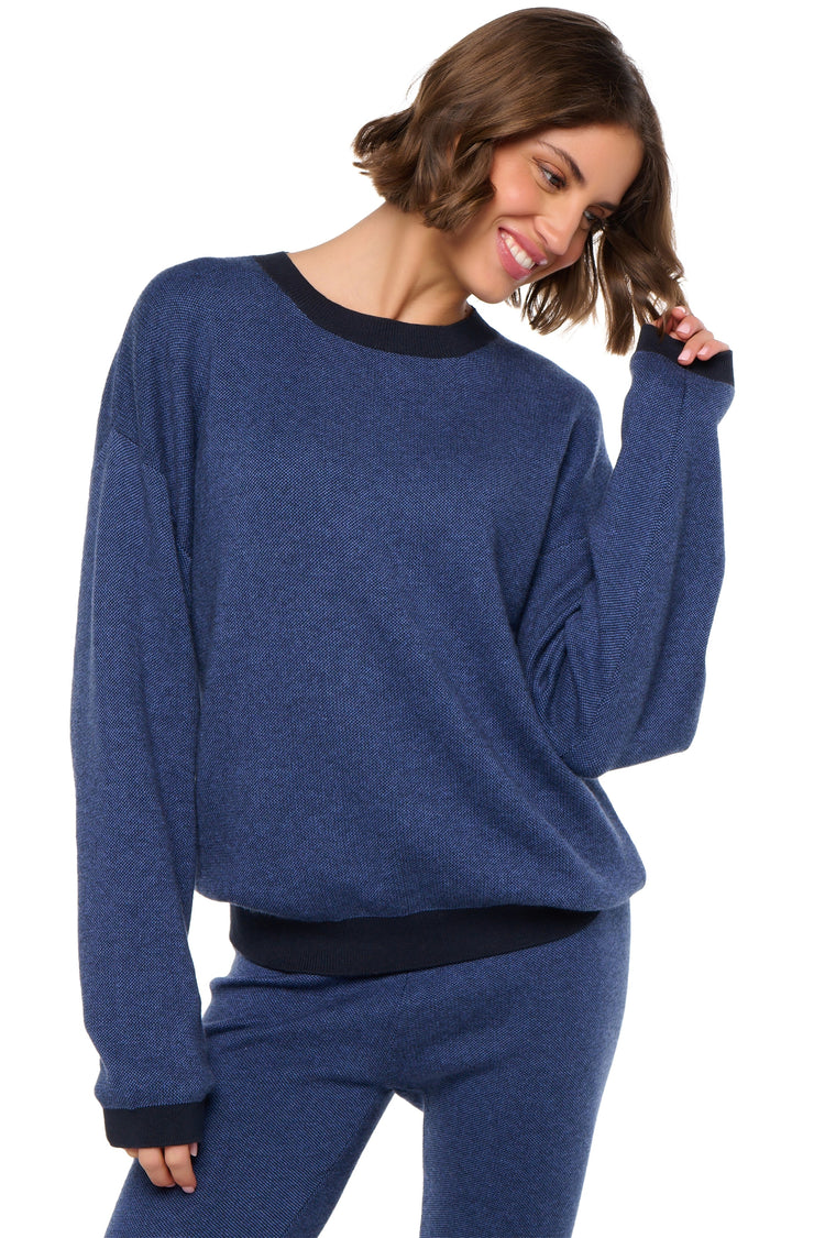 Stormie in kasjmier en katoen dames - blauw / navy - Mahogany