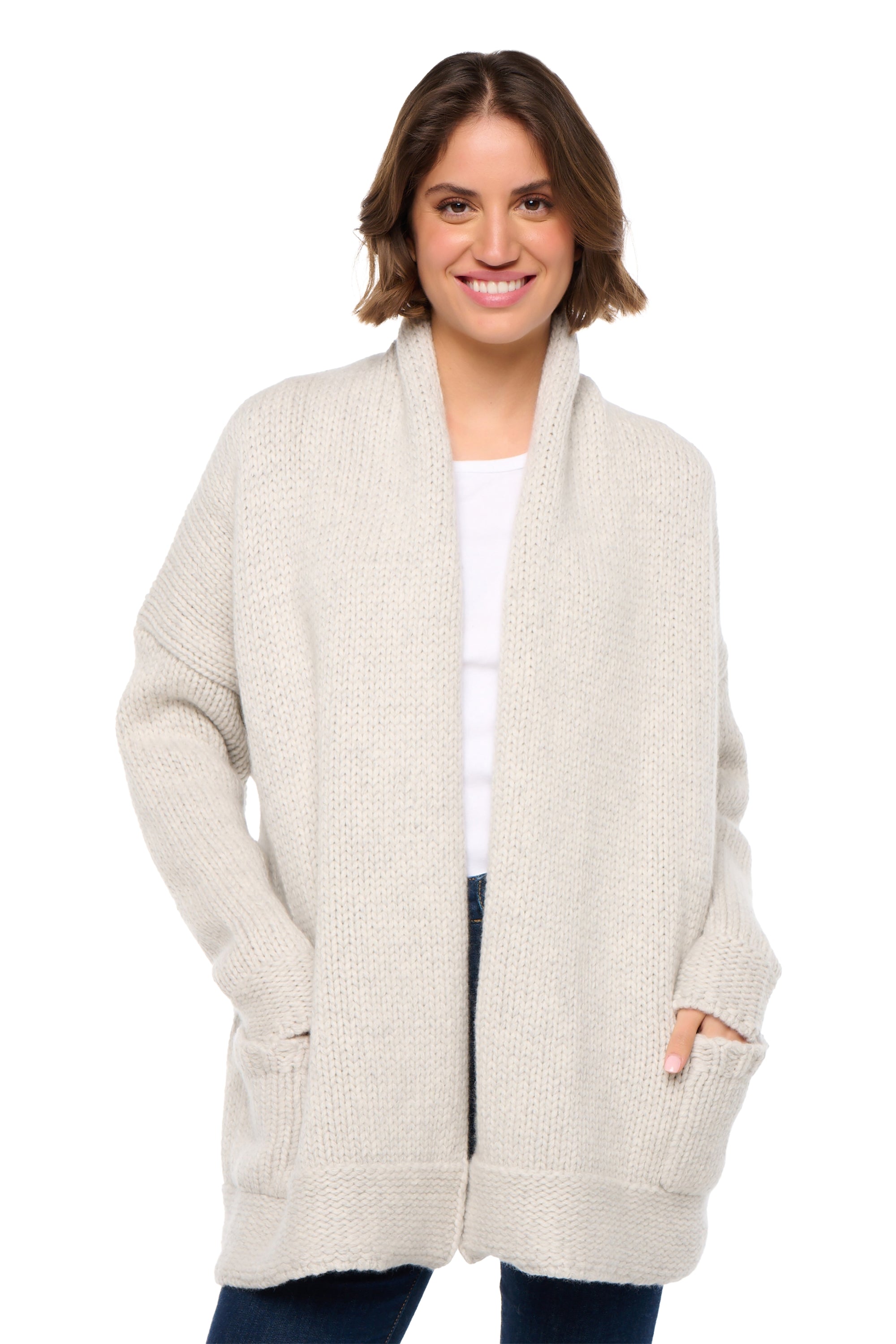 Vienne in kasjmier voor dames - gemêleerd flanel / natural écru - Mahogany