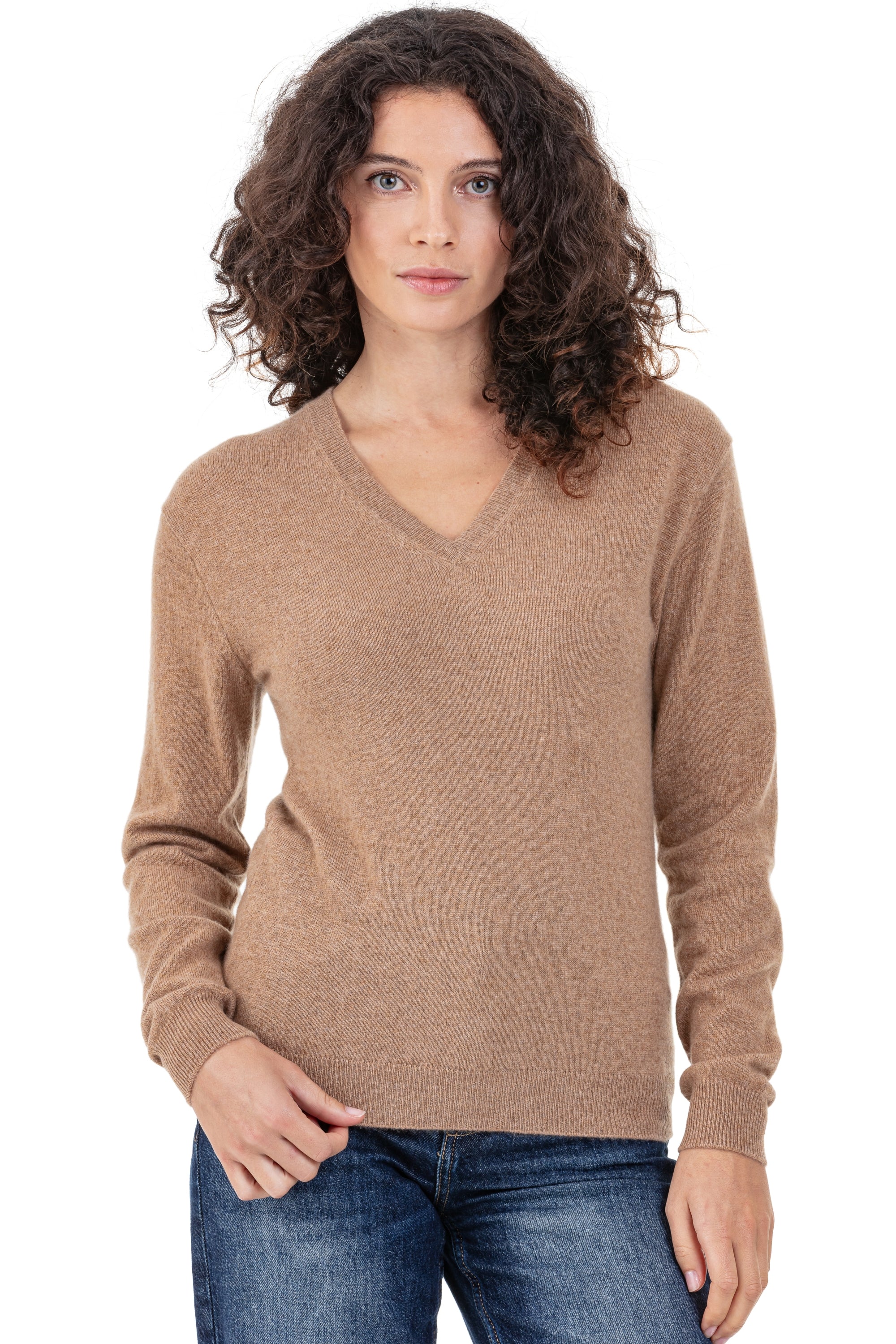 Tessa in kasjmier dames - camel - Mahogany