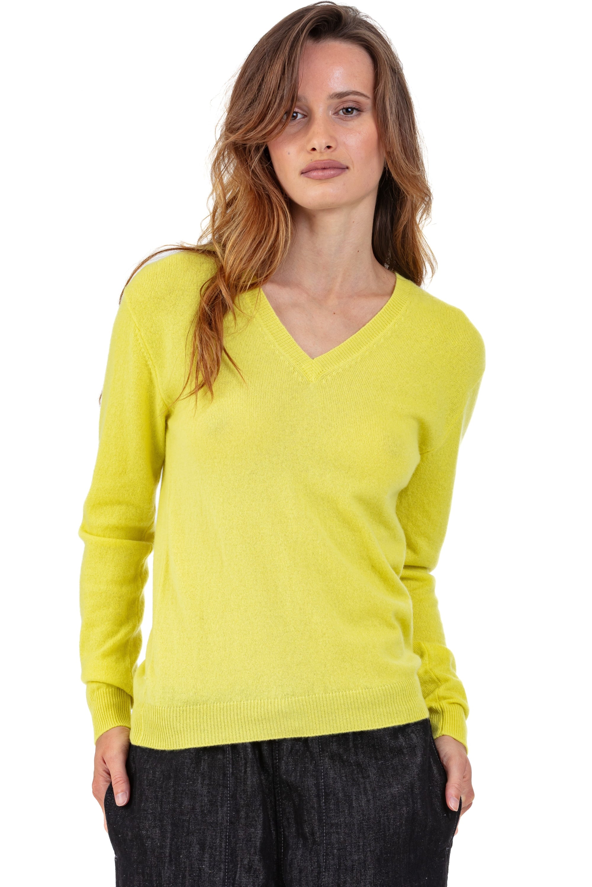 Tessa in kasjmier dames - maize - Mahogany