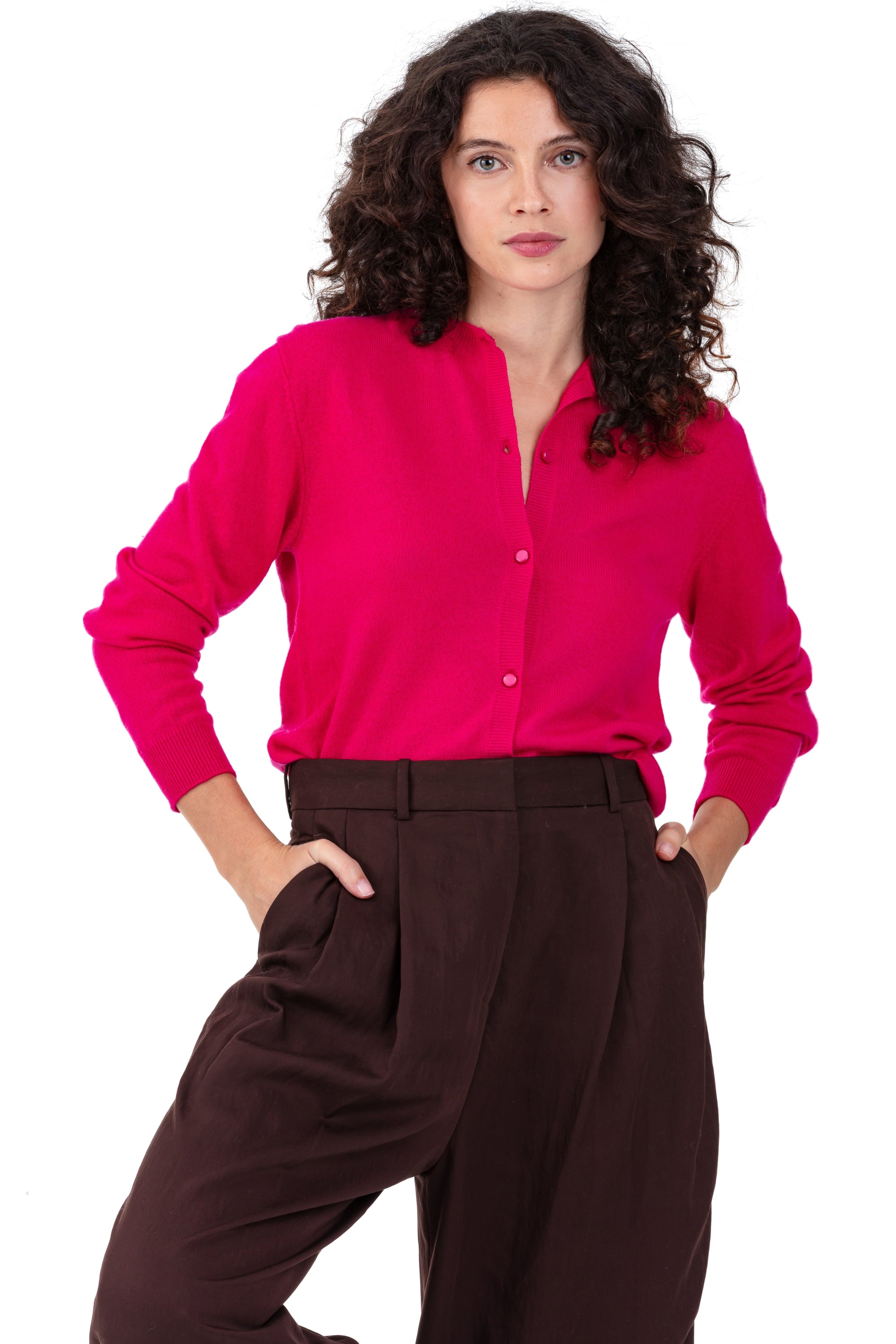 Tyra in kasjmier dames - lipstick - Mahogany