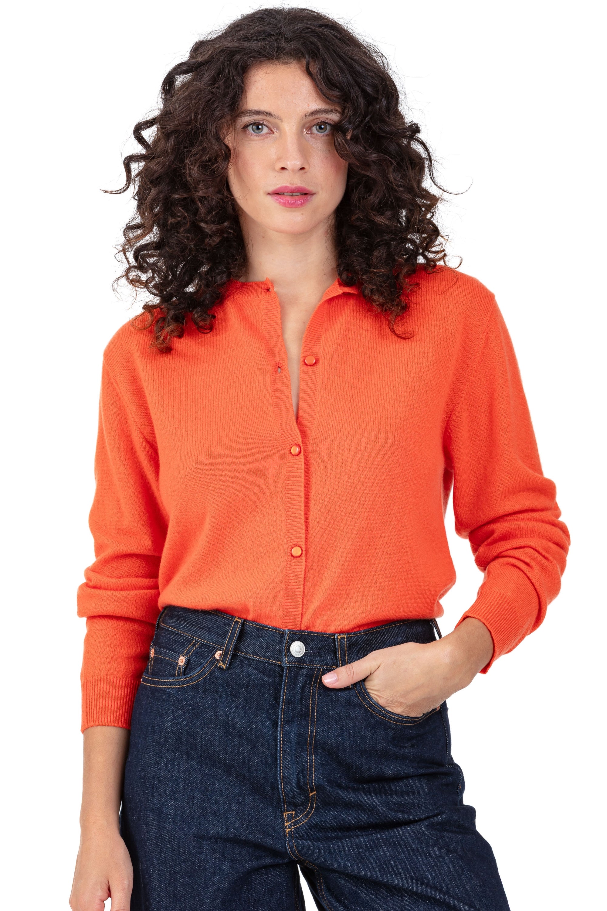 Tyra in kasjmier dames - persimmons - Mahogany