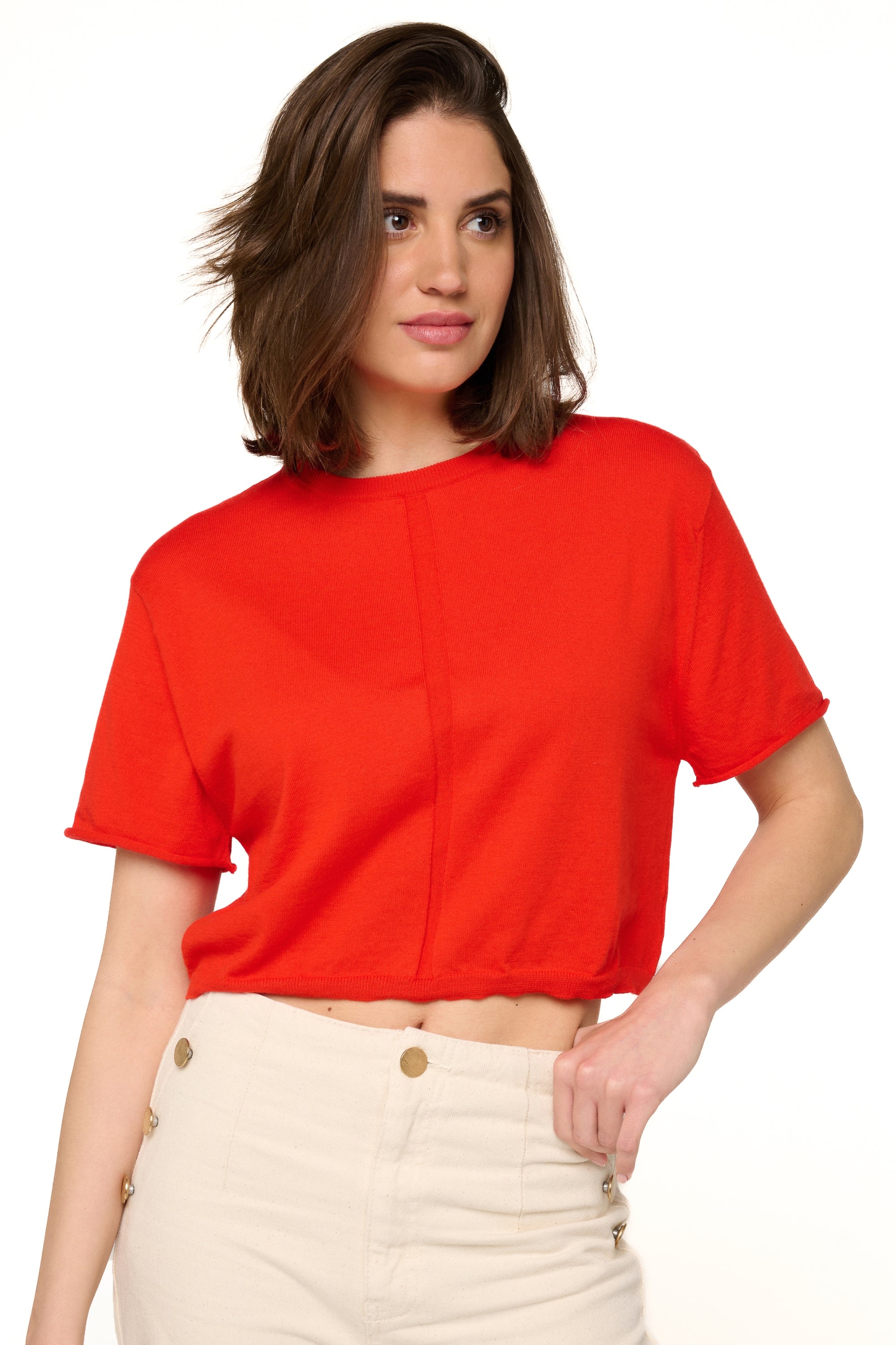 Rita in kasjmier en katoen dames - tomato - Mahogany