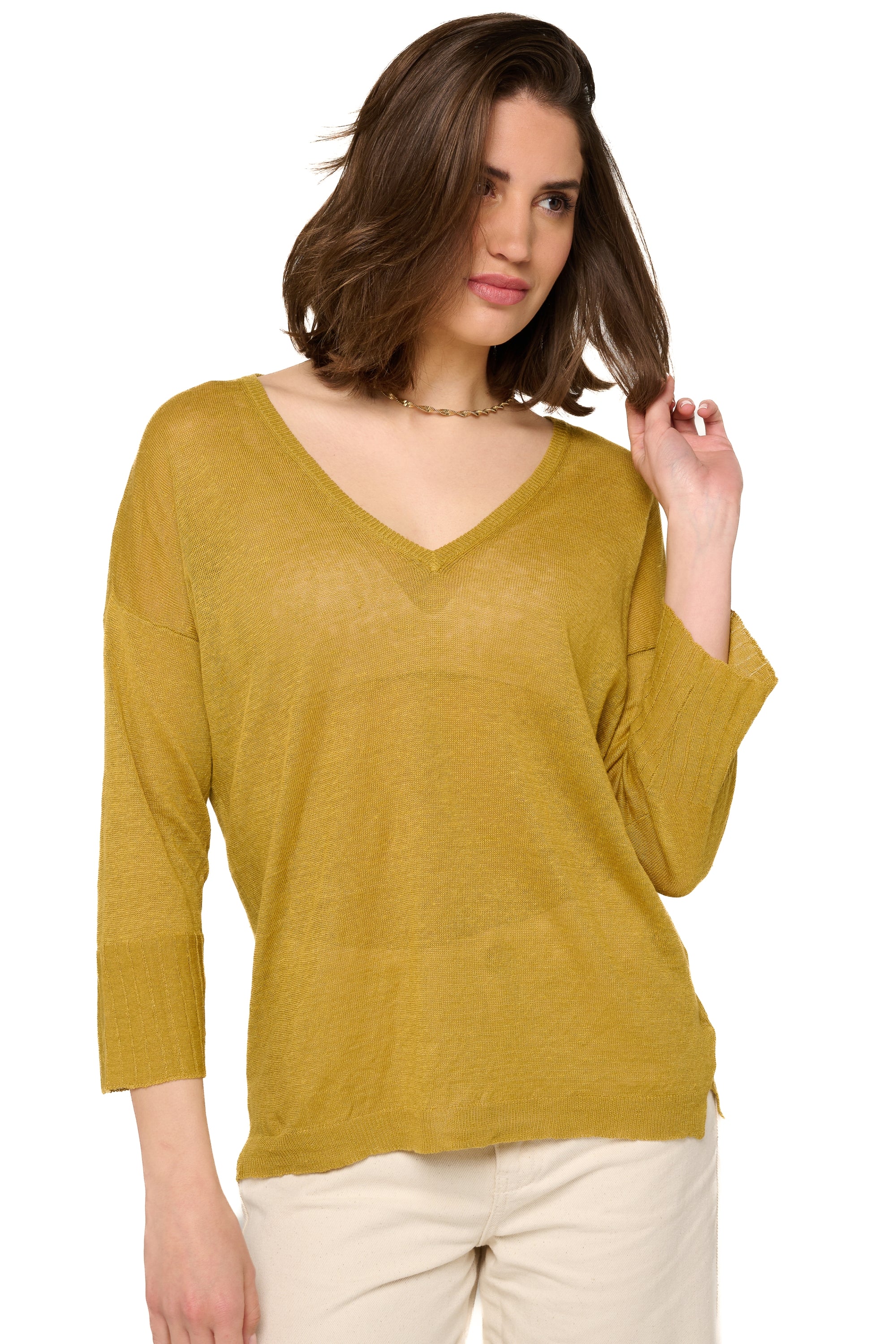 Rosanna in linnen dames - curry - Mahogany