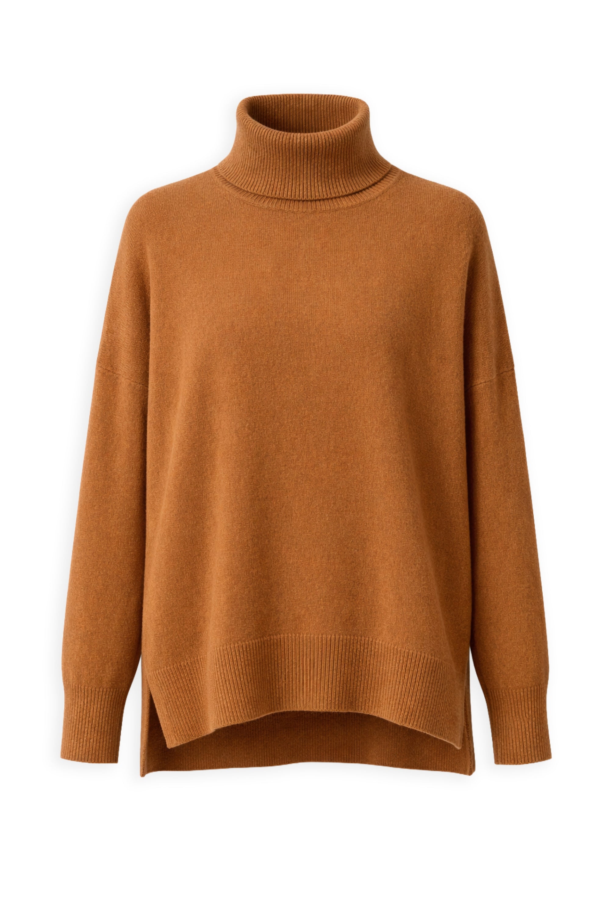 Trui in kasjmier, 100% kasjmier, dames, coltrui, ruime pasvorm, lange mouwen, normaal / 2 en 4 draden, normale brei, Mahogany
