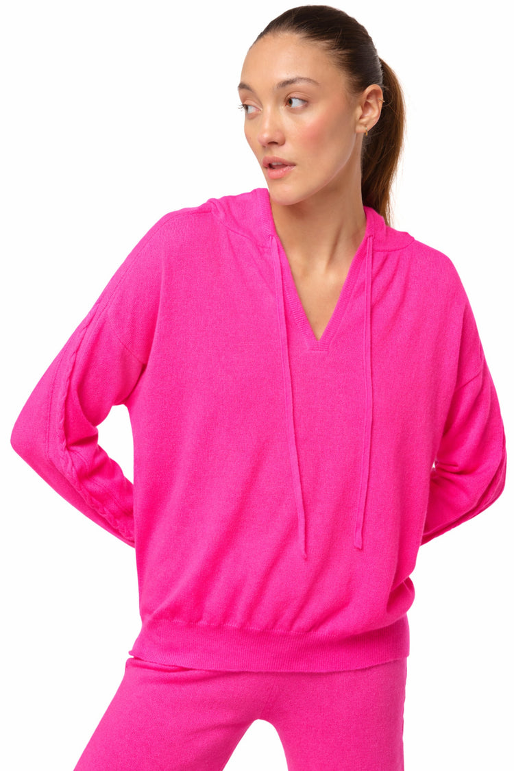 Sweatshirt van kasjmier, 100% kasjmier, dames, v-hals, rechte snit, lange mouwen, normaal / 2 en 4 draden, kabelpatroon, Mahogany