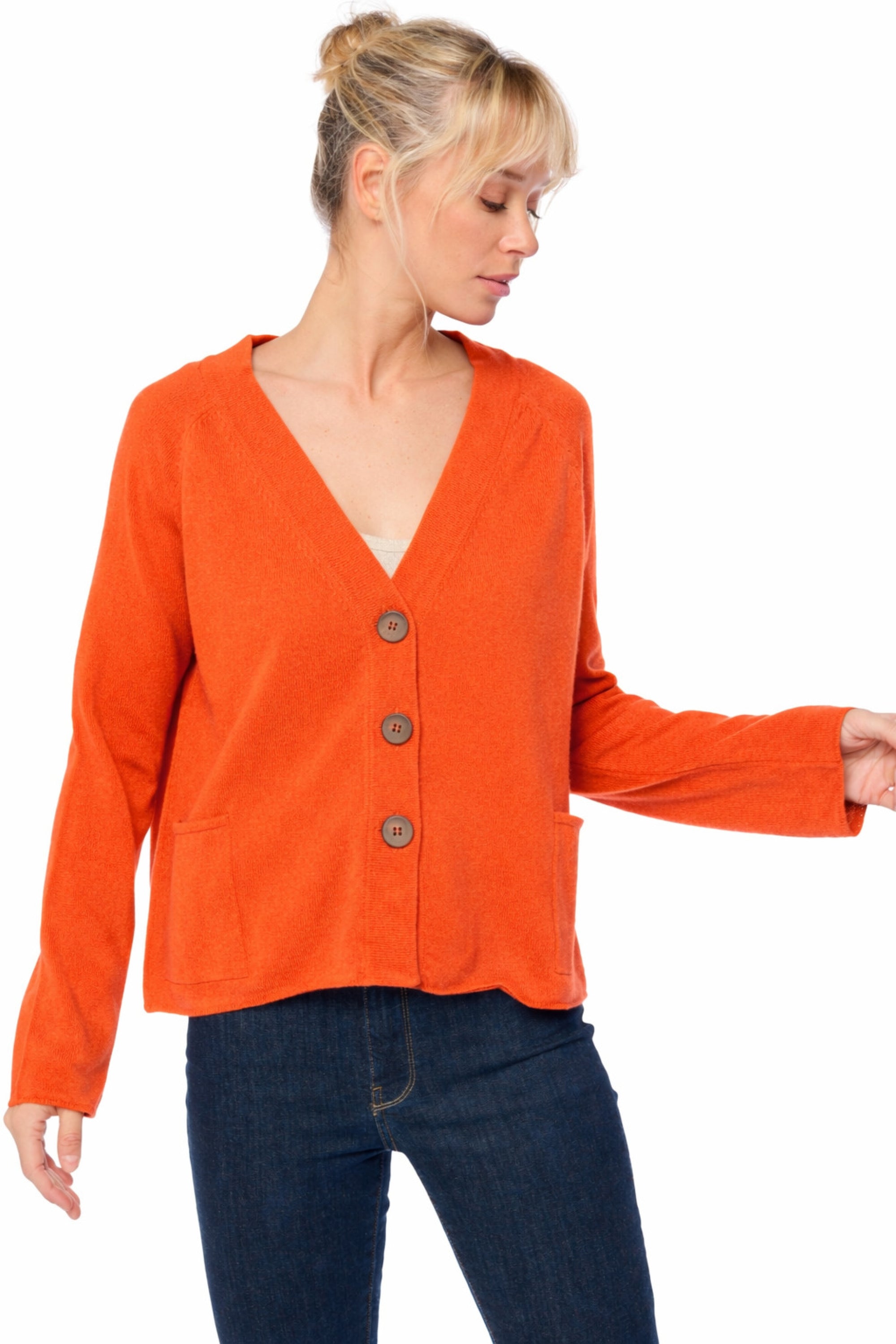 Chana in kasjmier dames - oranje - Mahogany