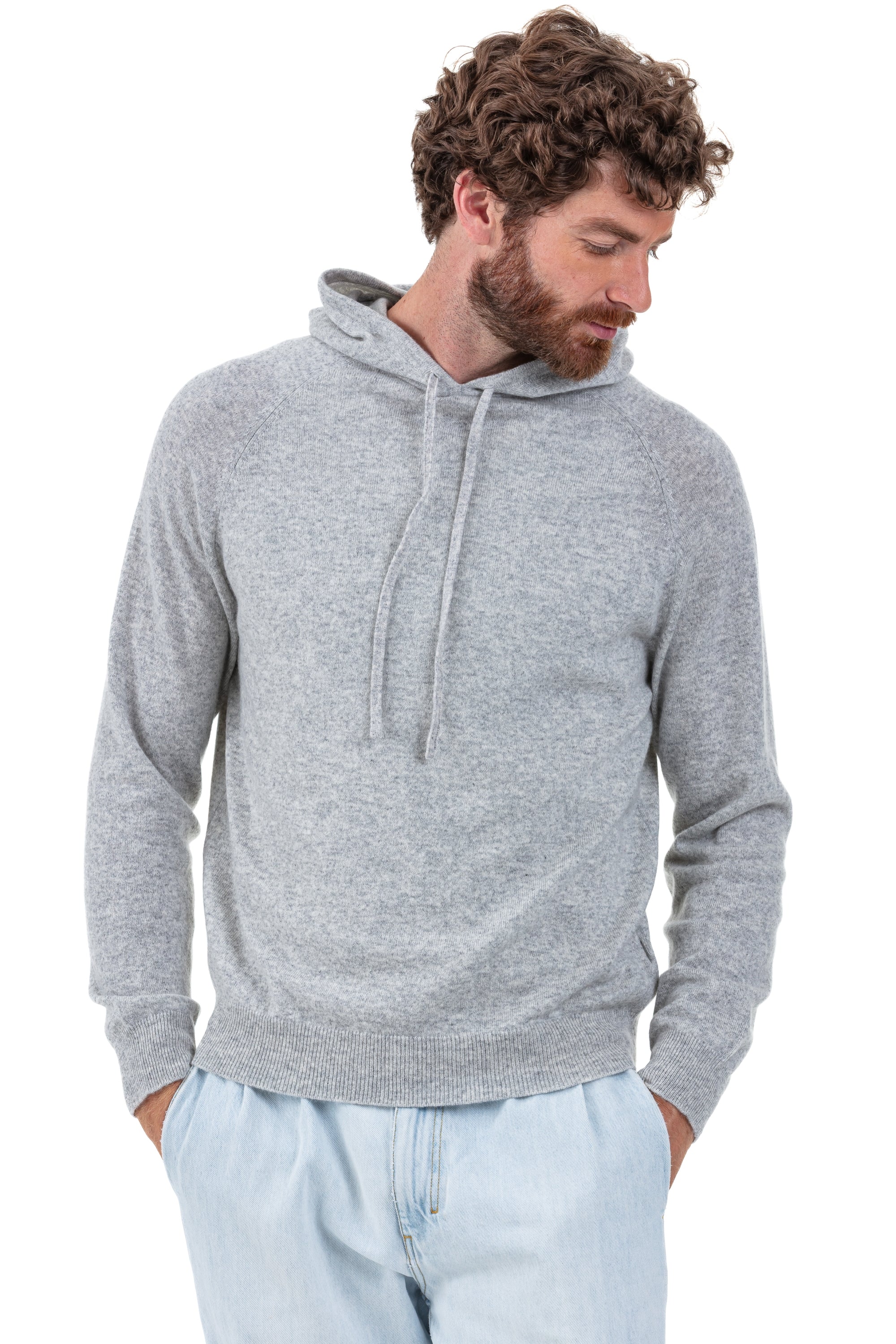 Sweatshirt in kasjmier, 100% kasjmier, heren, capuchon, rechte snit, lange mouwen, fijn, , Mahogany
