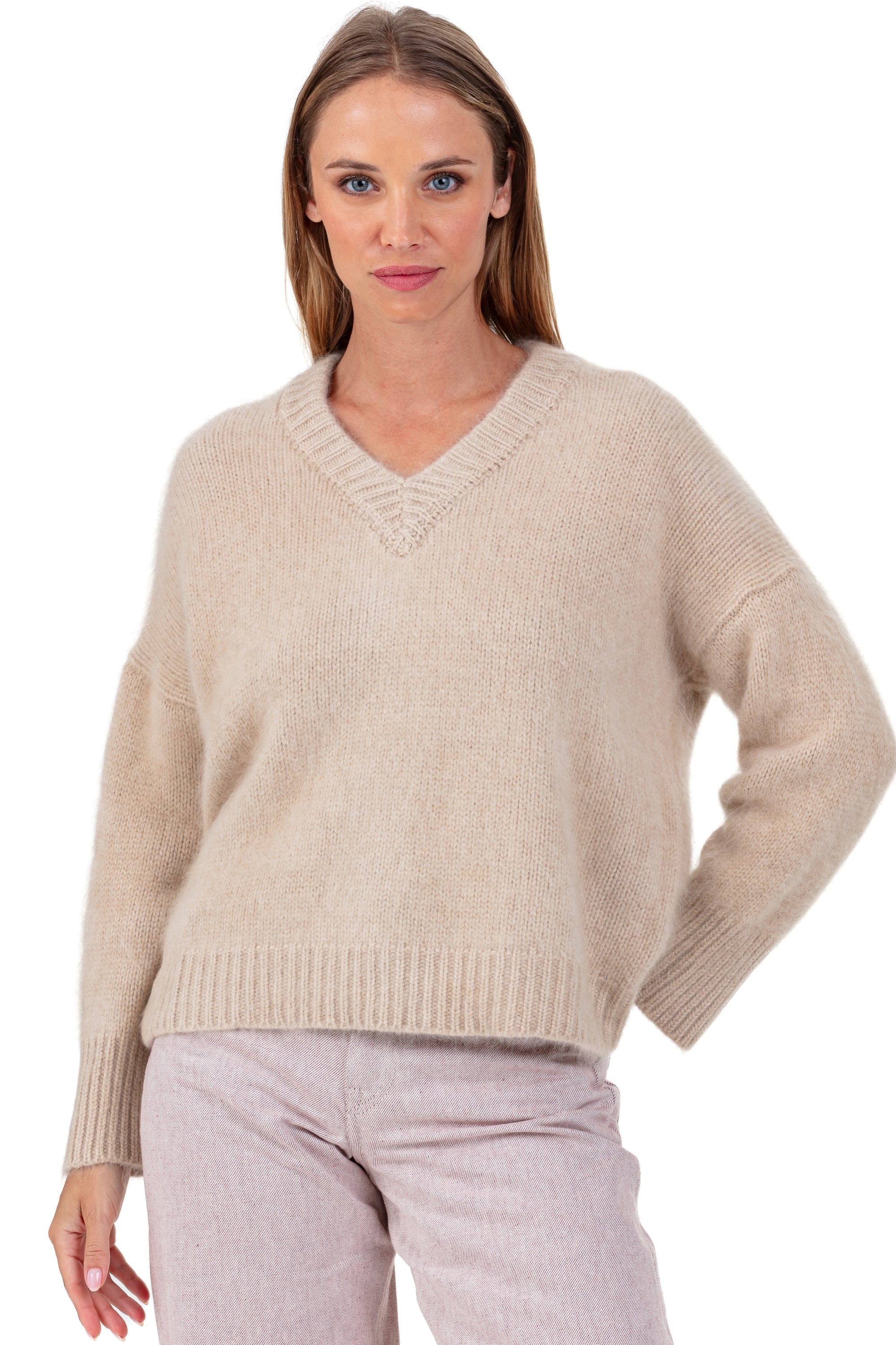 Pamela in cocoon kasjmier dames - beige - Mahogany