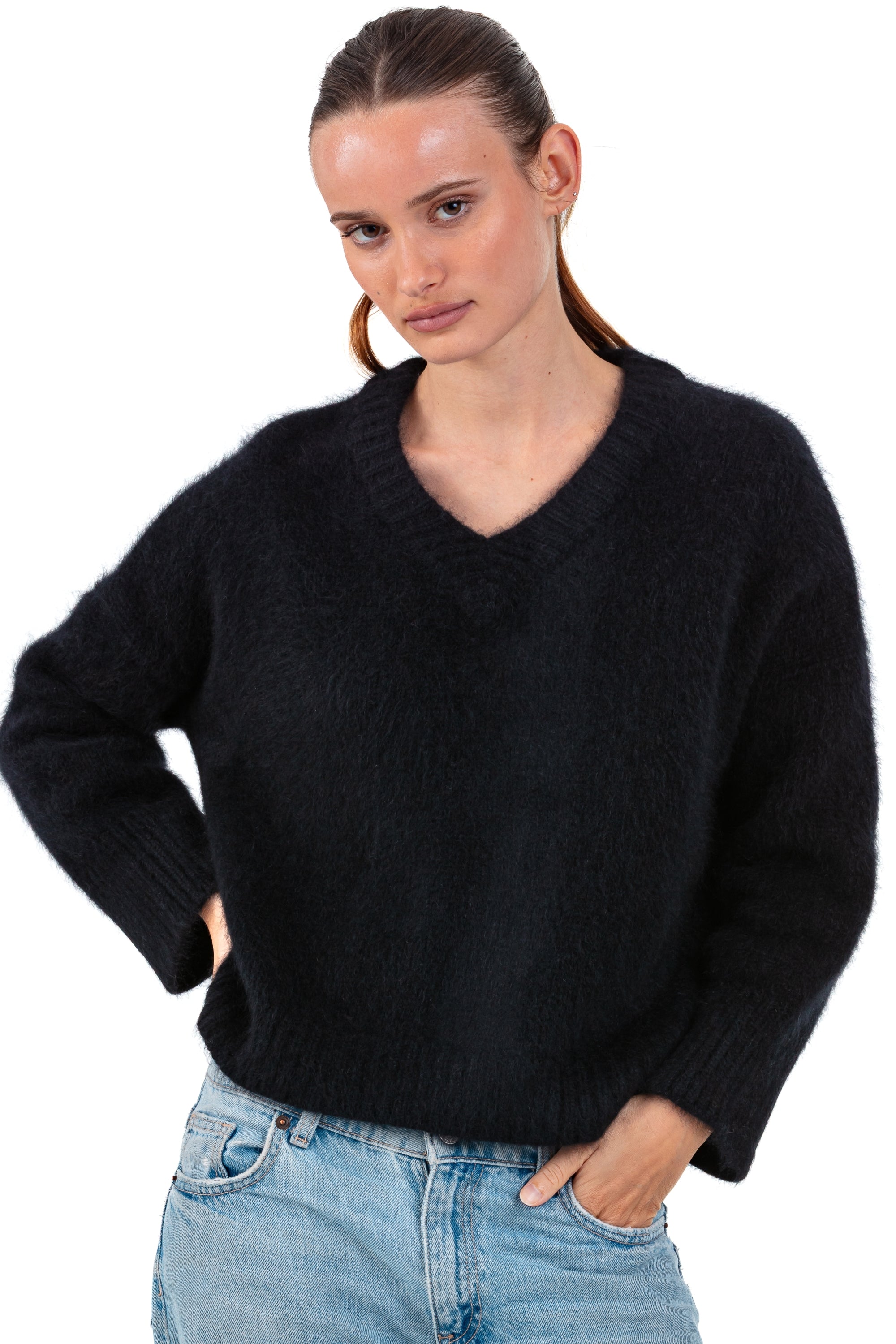 Pamela in cocoon kasjmier dames - black - Mahogany
