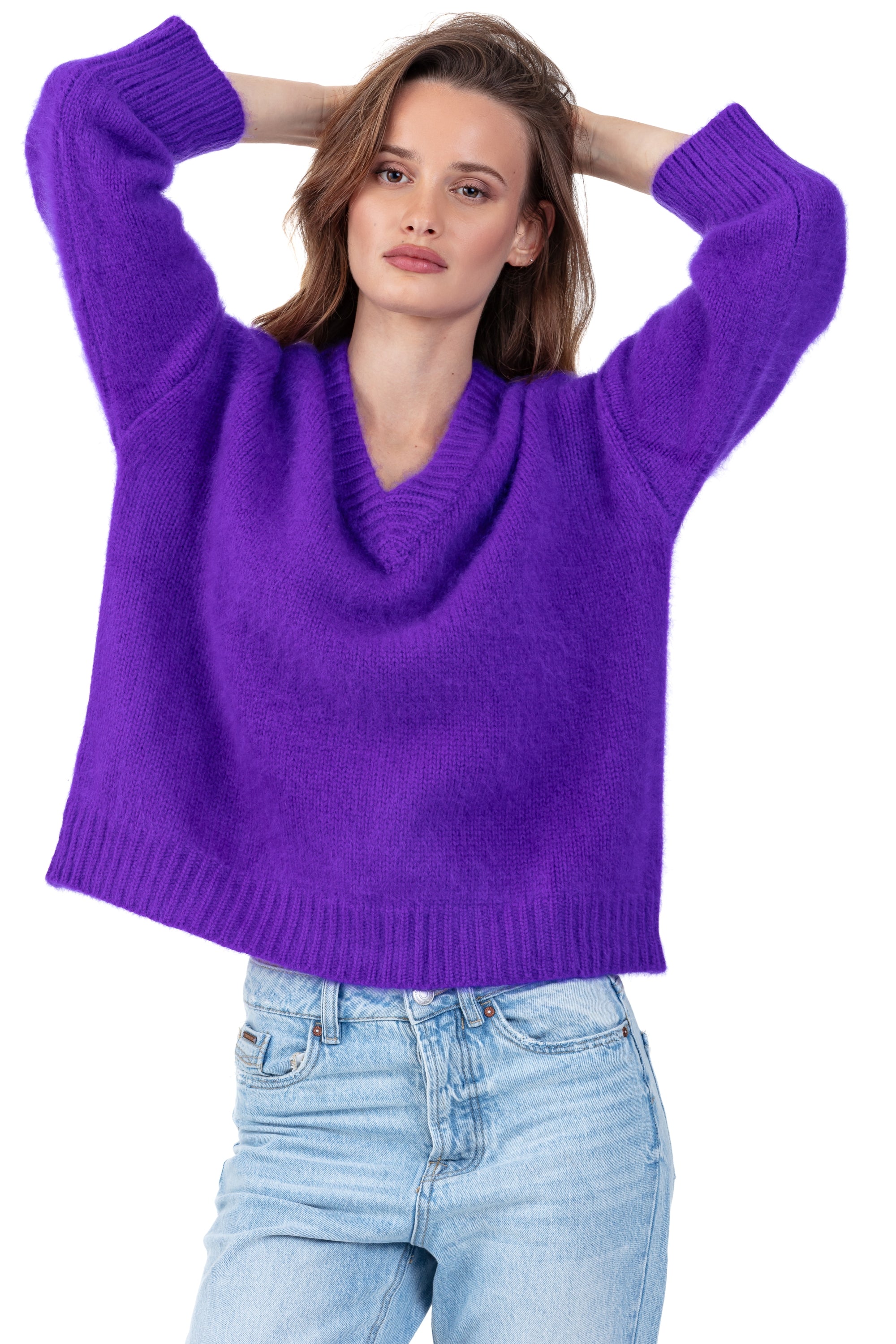 Pamela in cocoon kasjmier dames - violet - Mahogany