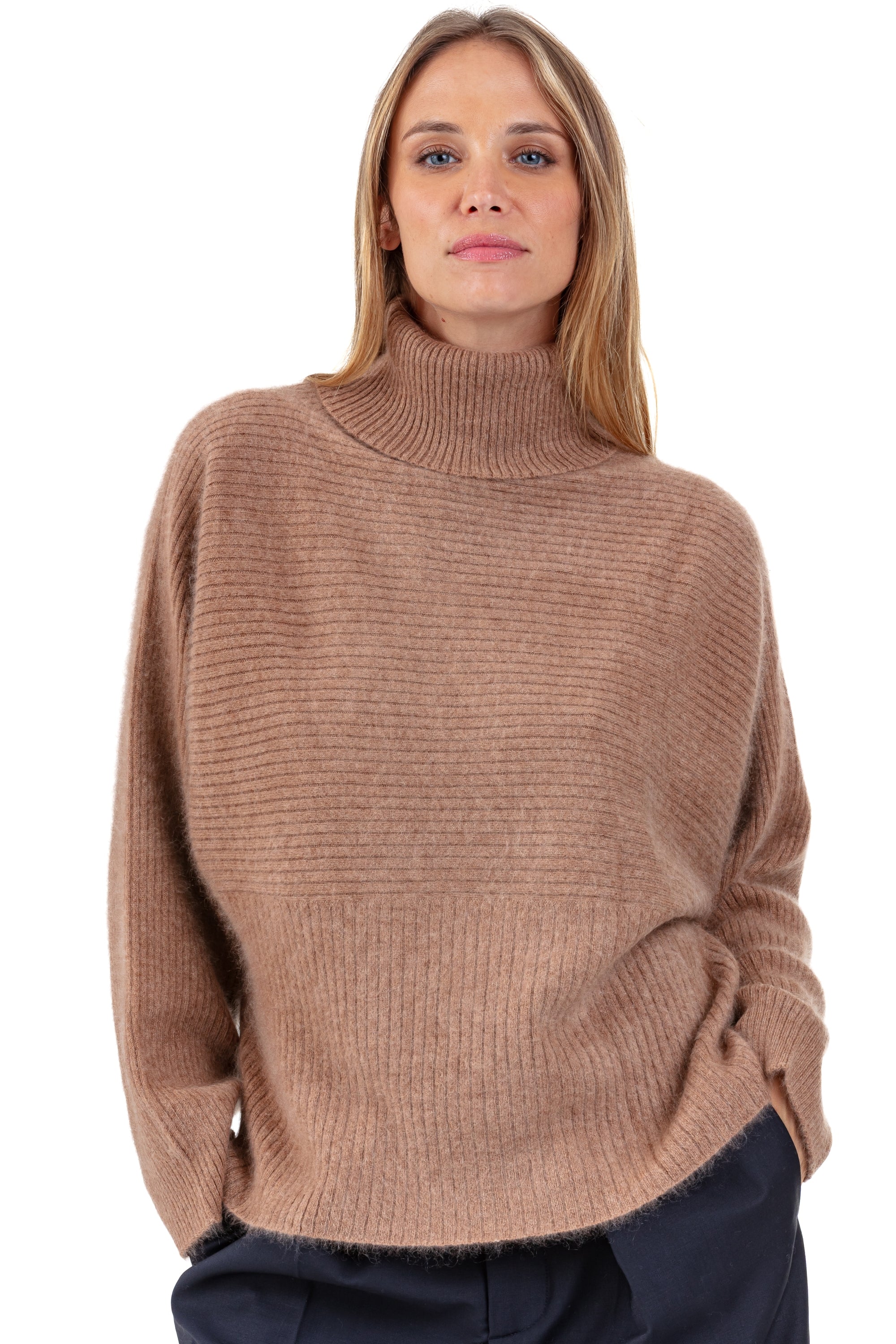 Parvati in cocoon kasjmier dames - camel - Mahogany