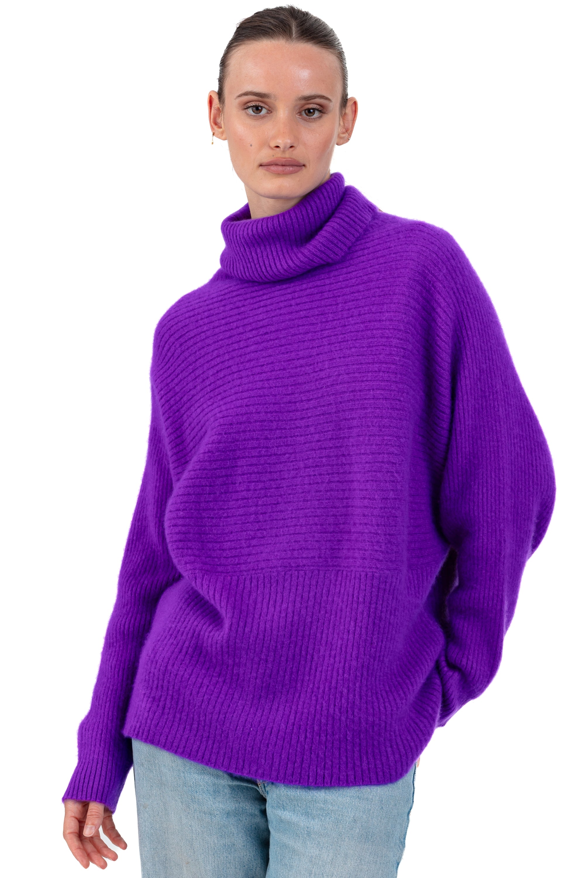 Parvati in cocoon kasjmier dames - violet - Mahogany