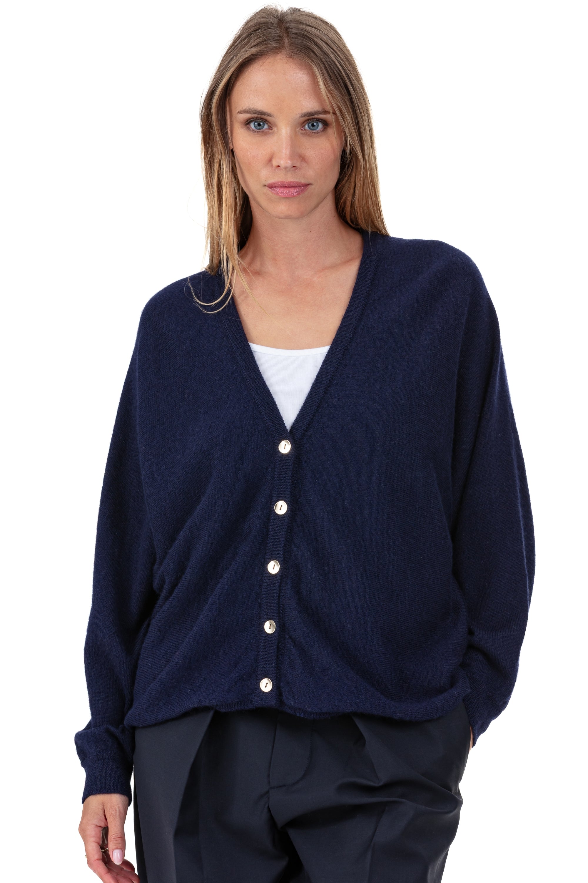 Patrizia in baby alpaca dames - marineblauw - Mahogany