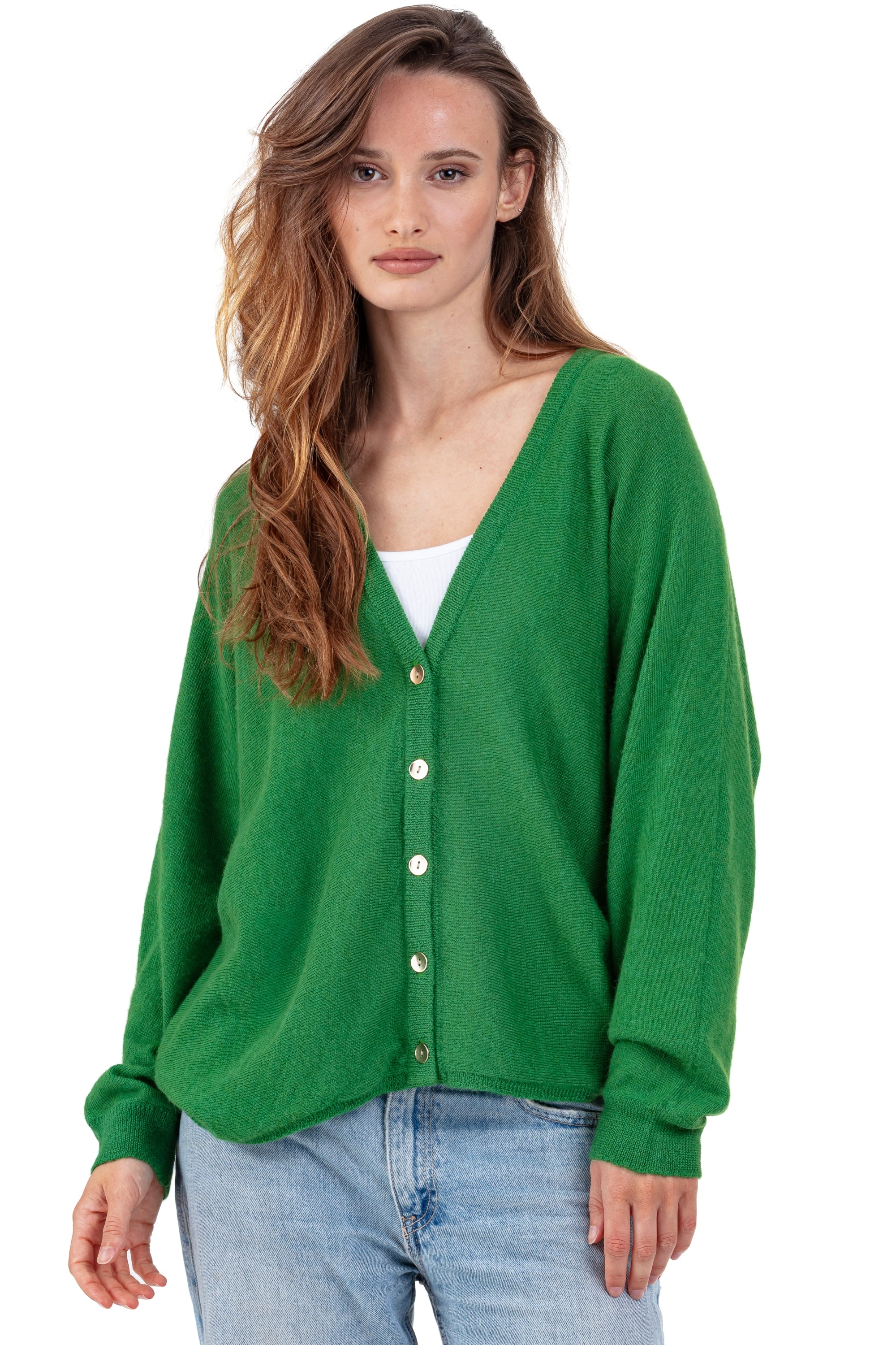 Patrizia in baby alpaca dames - green leaf - Mahogany