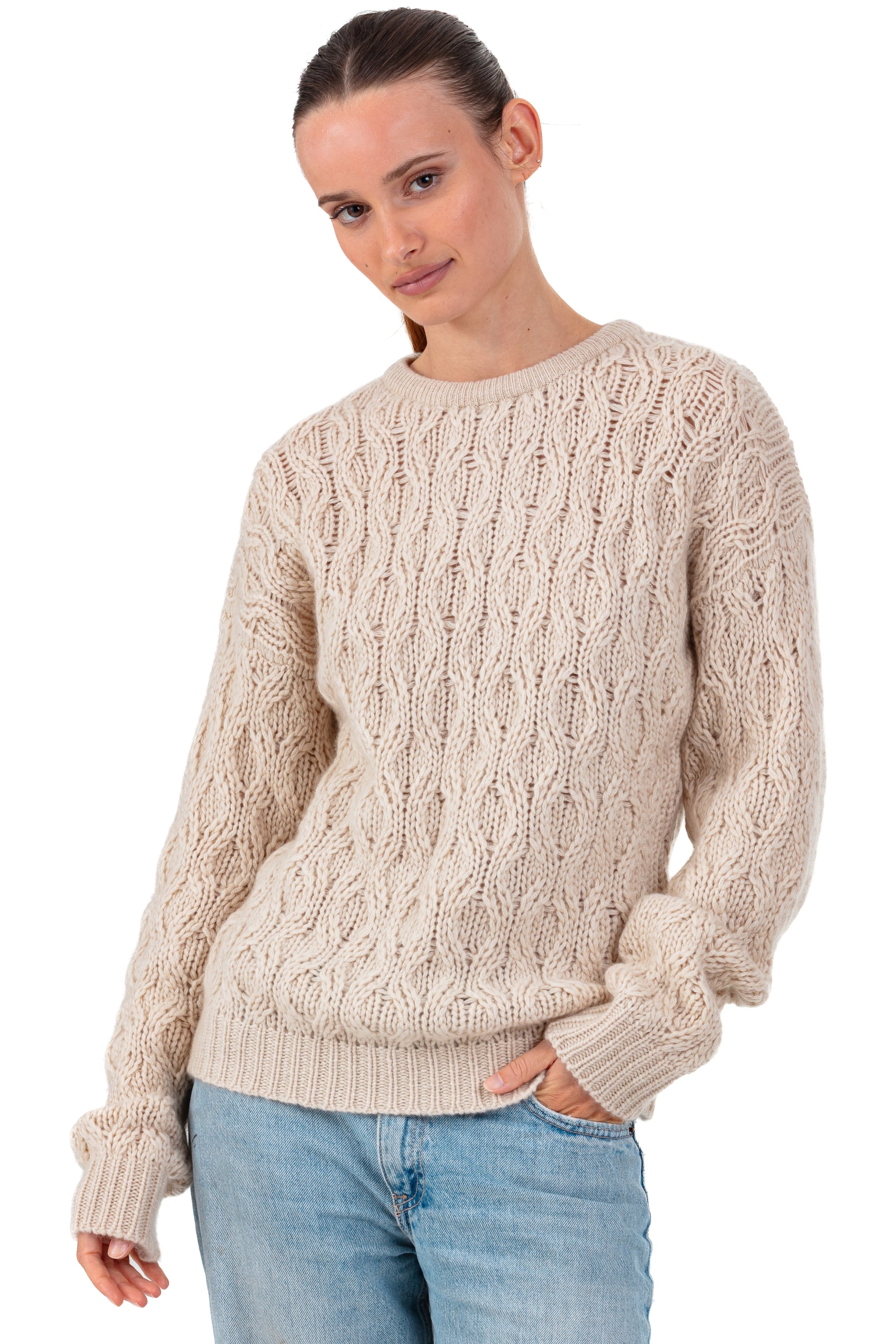 Paulette in kasjmier dames - natural beige - Mahogany