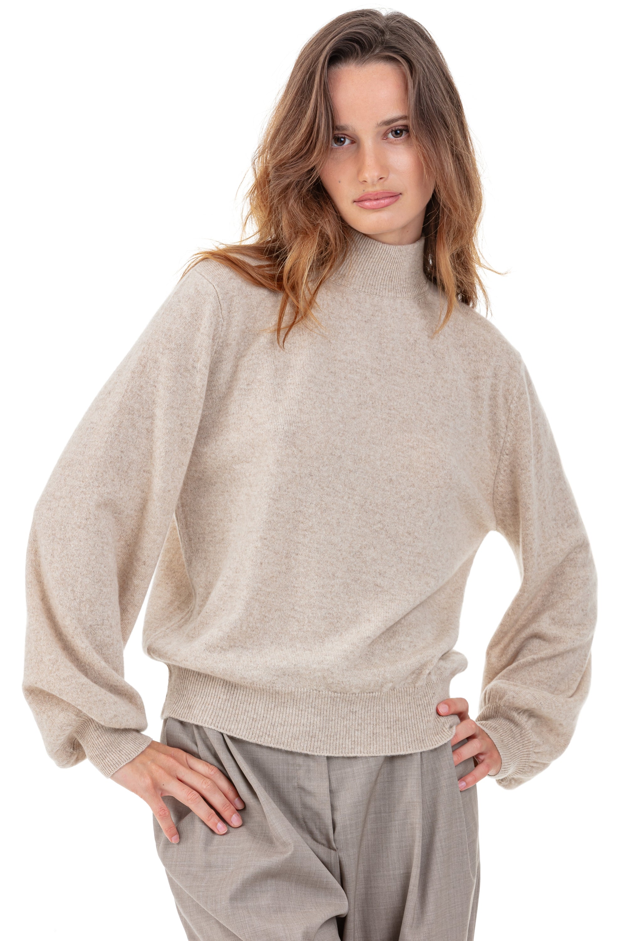 Pia in kasjmier dames - natural winter dawn - Mahogany