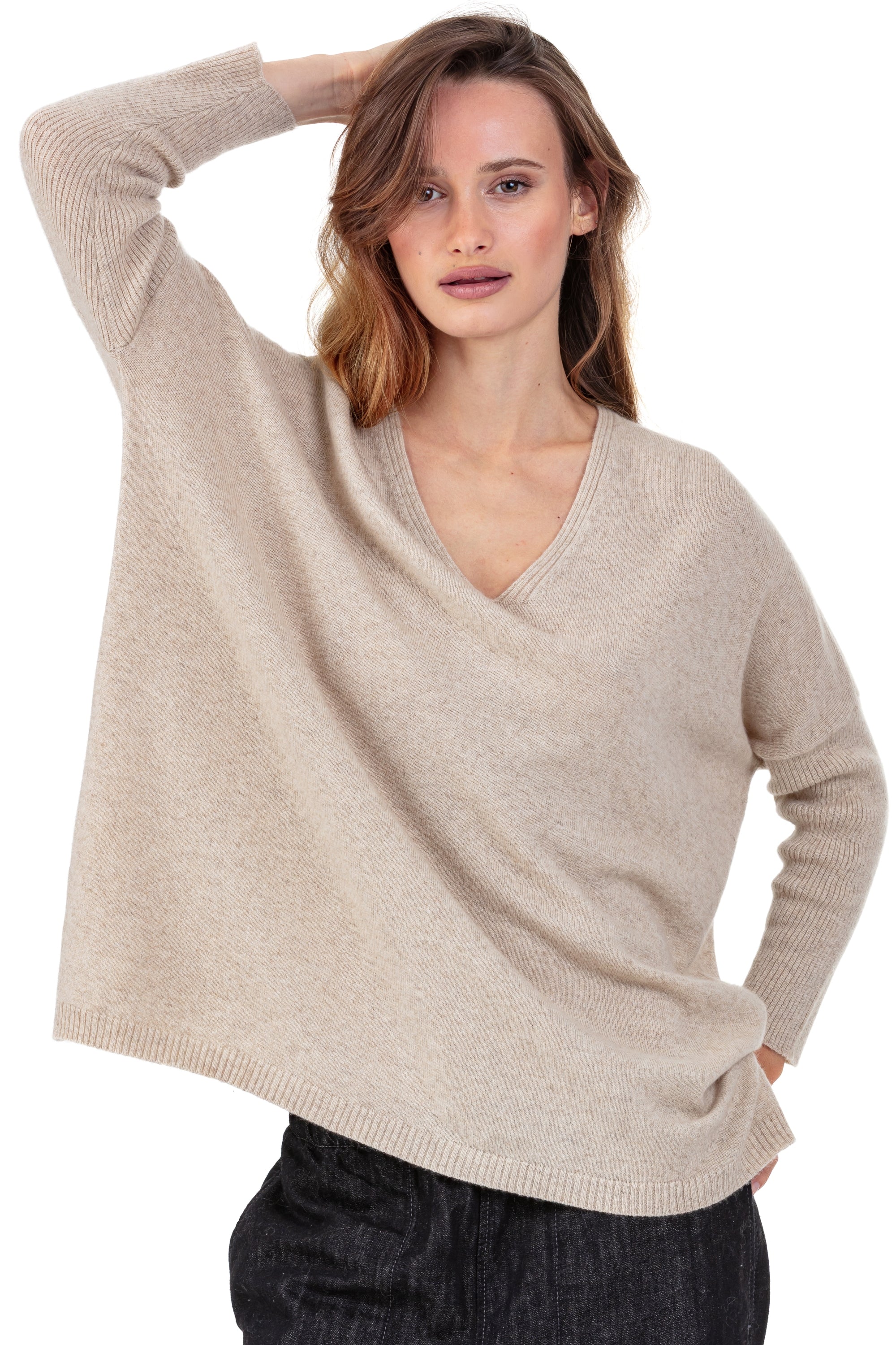 Pippa in kasjmier dames - natural winter dawn - Mahogany