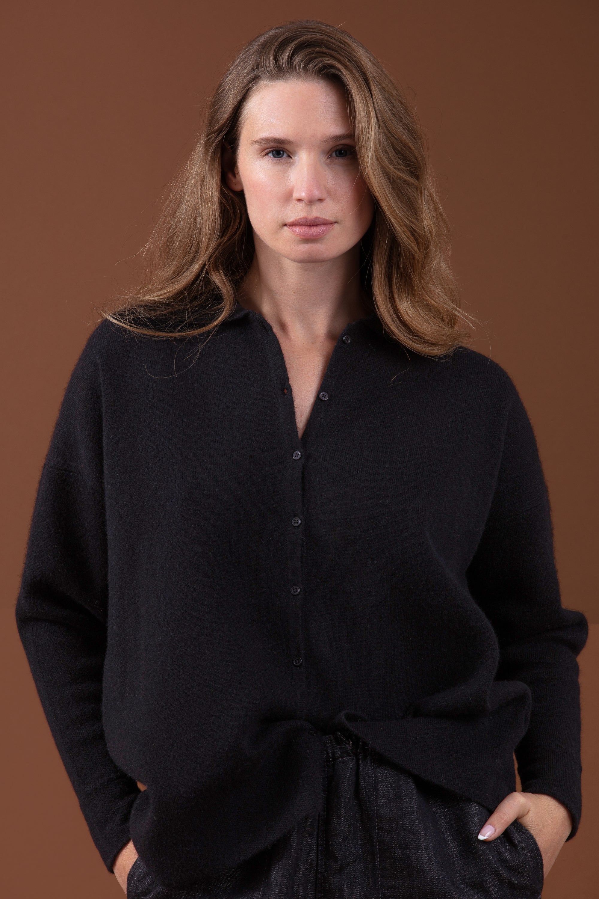 Poppy in kasjmier dames - zwart - Mahogany