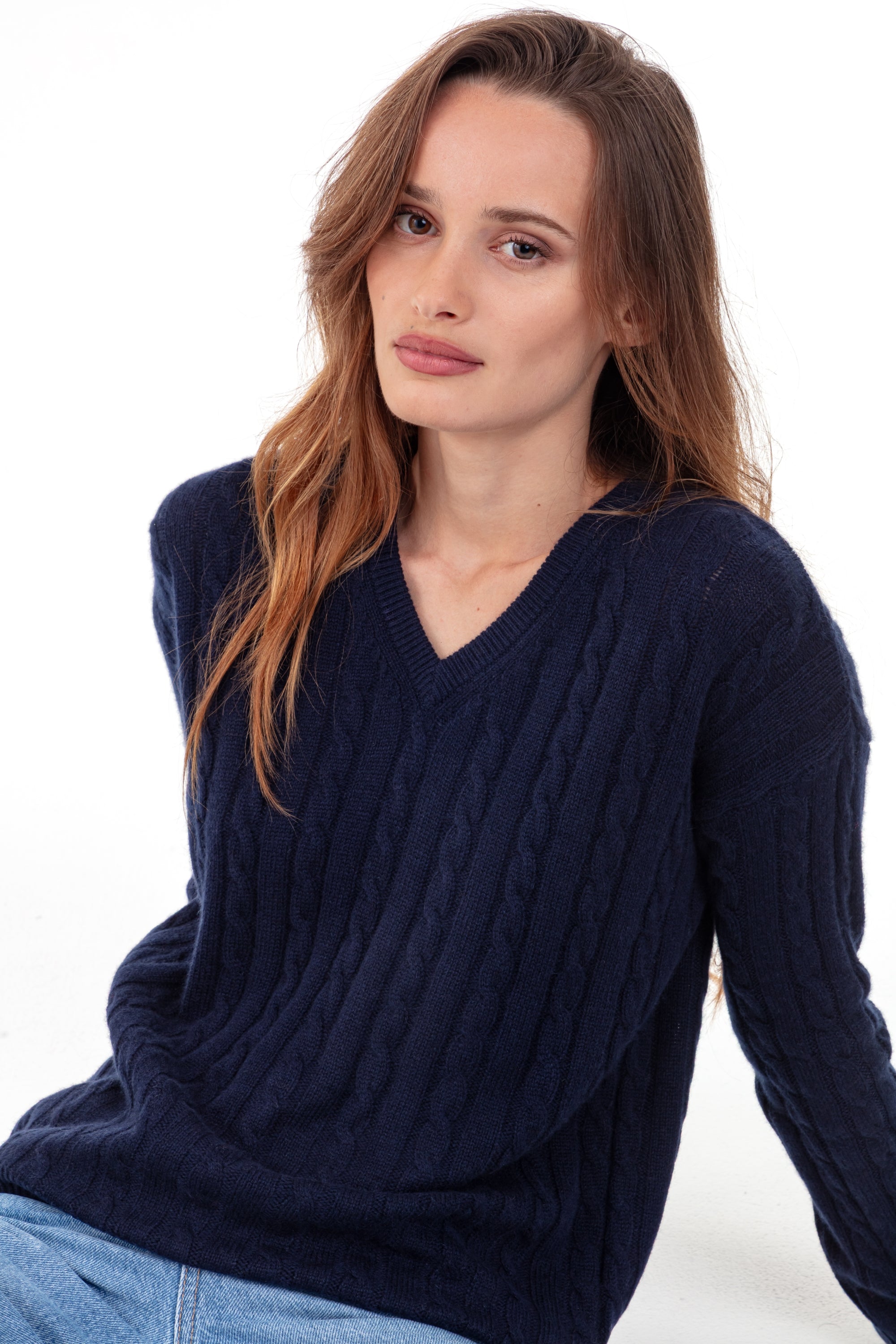 Pyla in kasjmier dames - donker marine - Mahogany