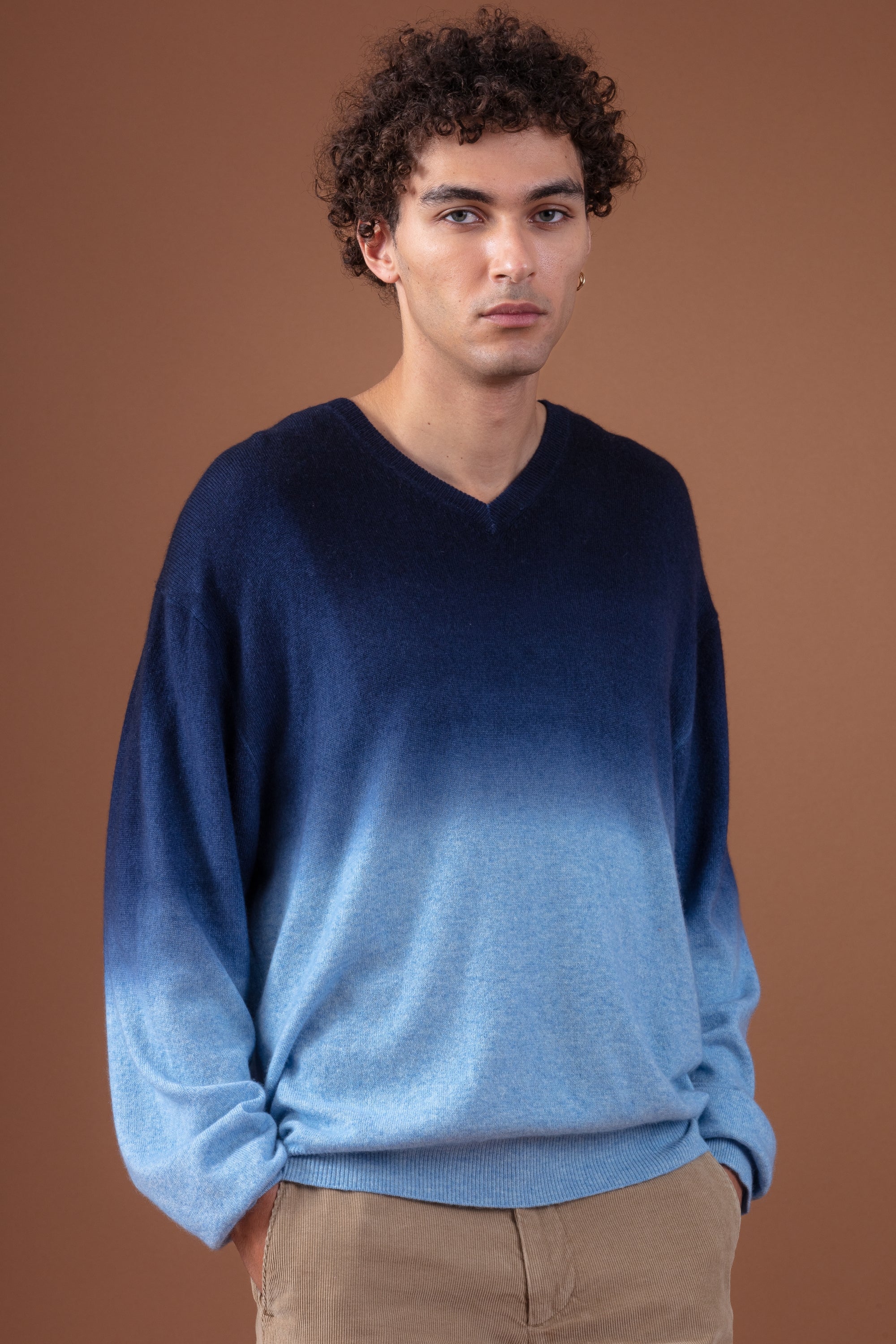 Telaviv in kasjmier heren - donker marine / azuurblauw chiné - Mahogany