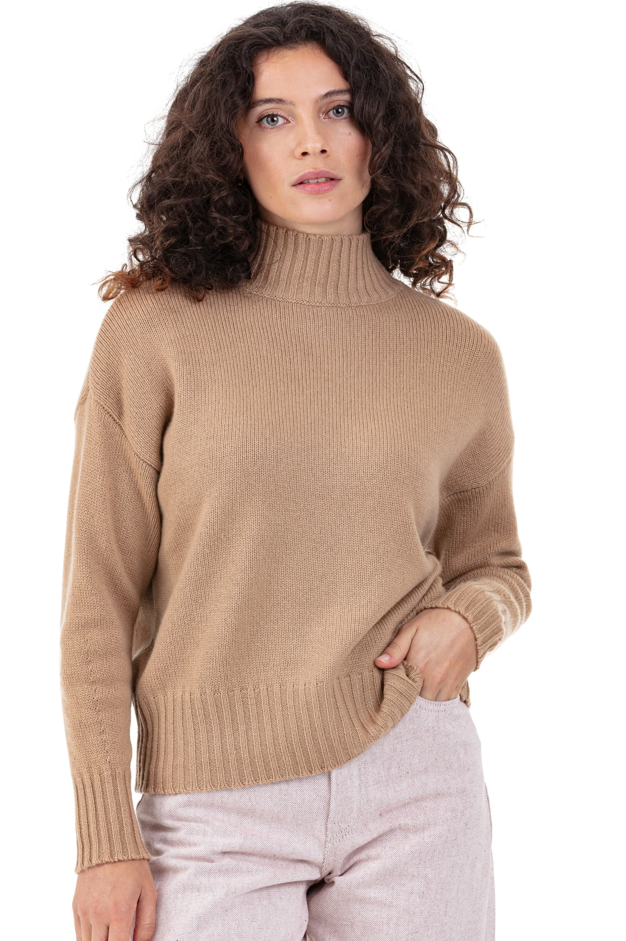 Daniella in kasjmier dames - camel - Mahogany