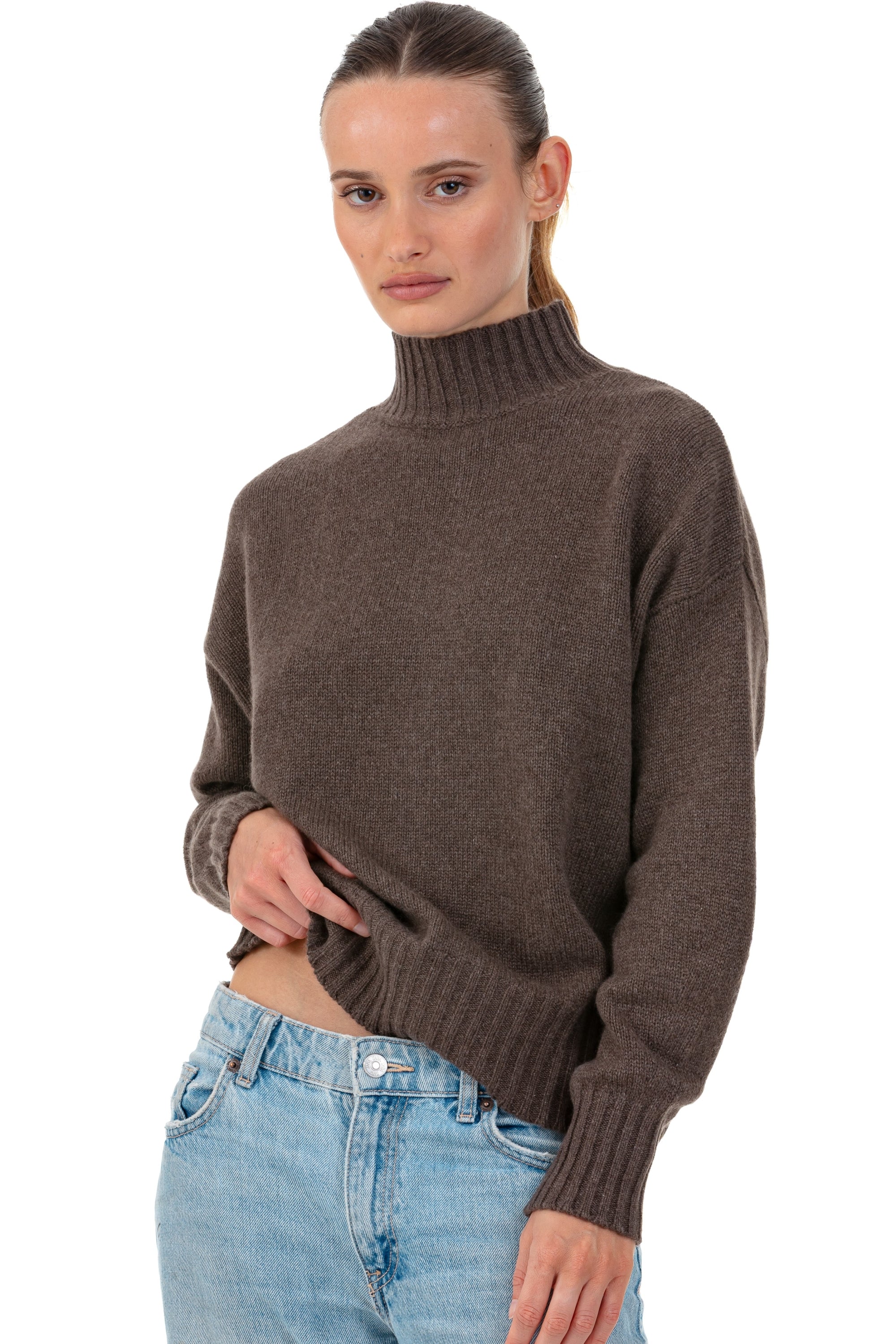 Daniella in kasjmier dames - bruin gemêleerd - Mahogany