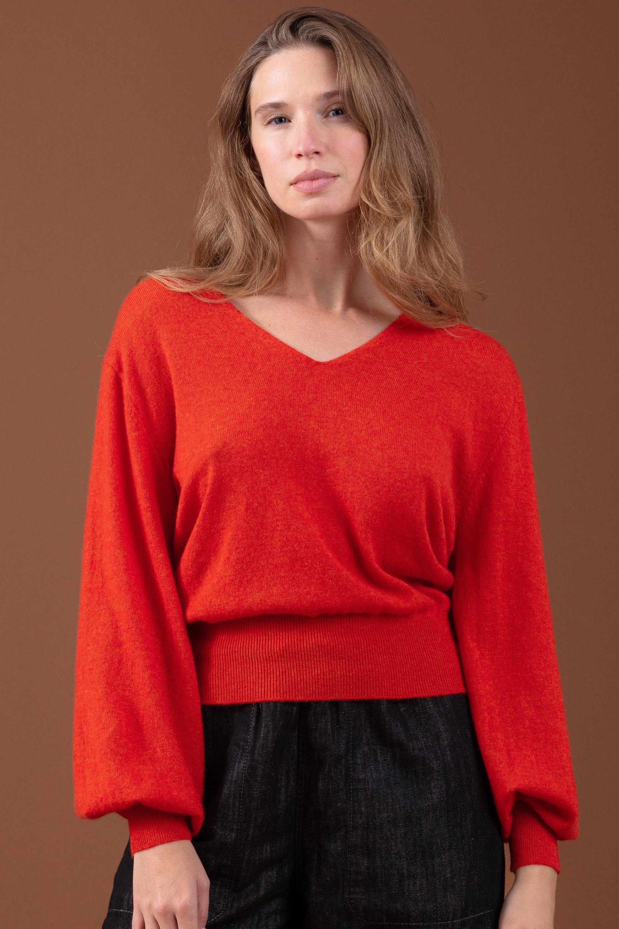 Deau in kasjmier dames - paprika - Mahogany