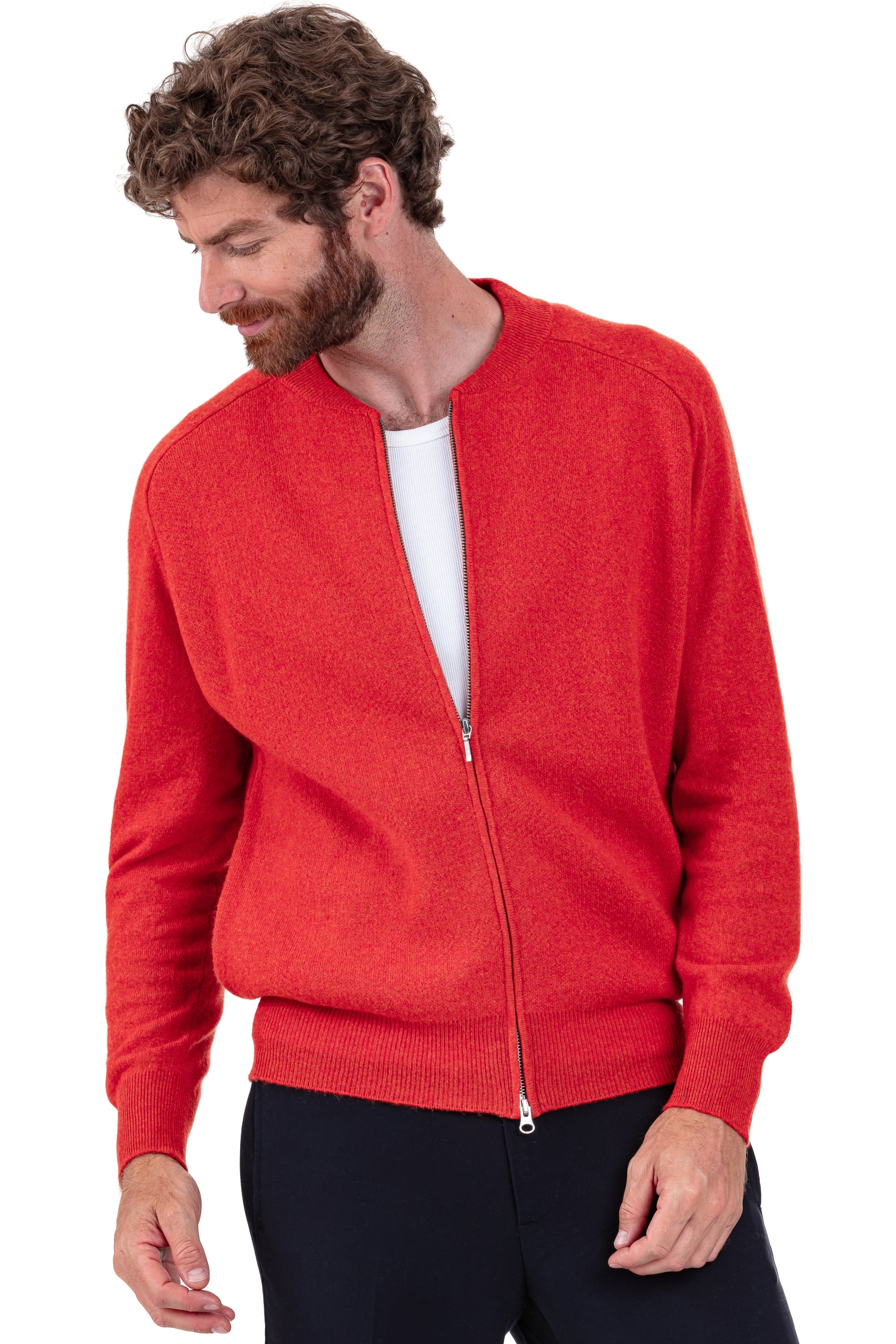 Dwaren kasjmier trui heren - paprika - Mahogany