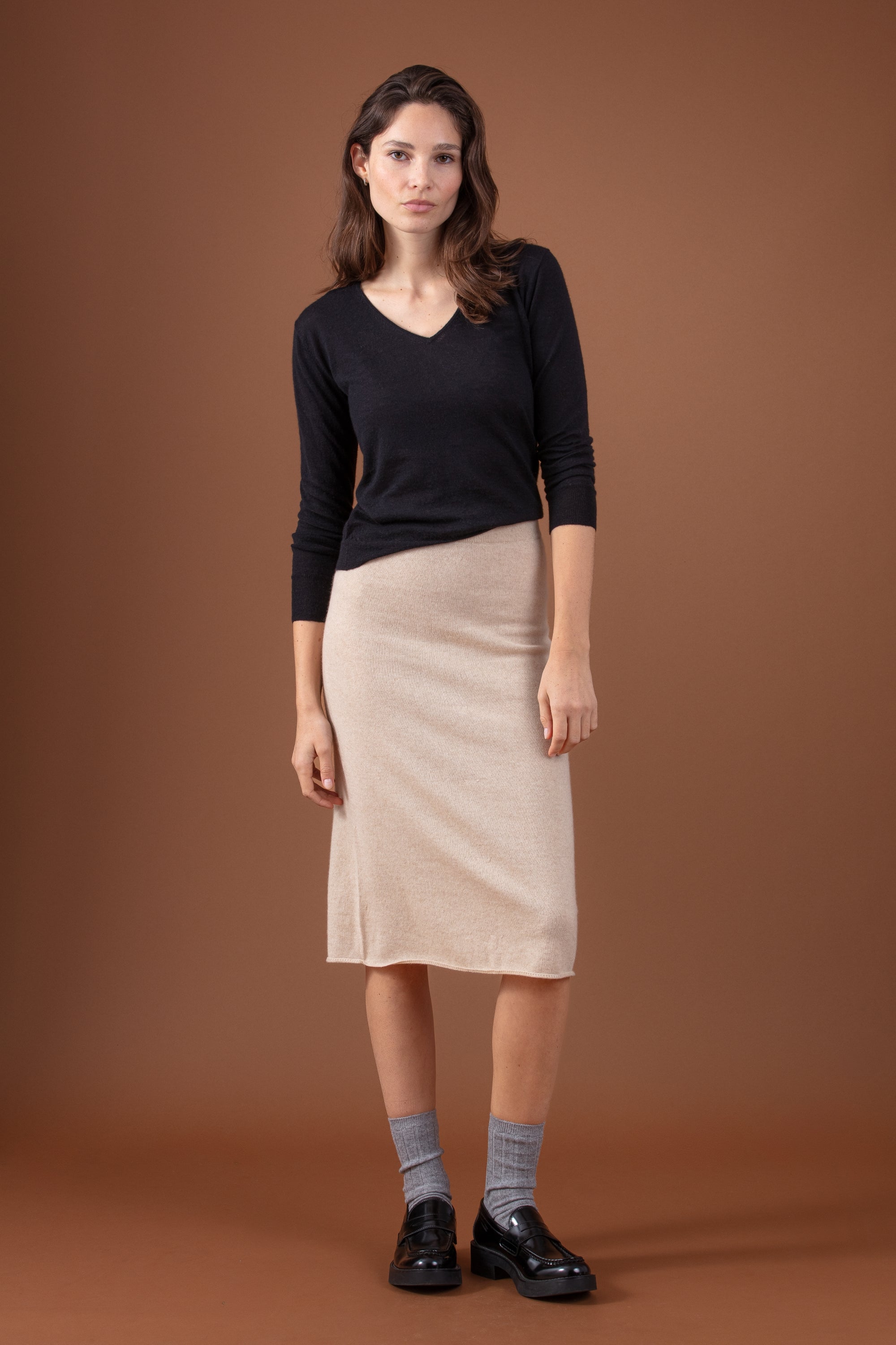 Regina in kasjmier dames - natural beige - Mahogany