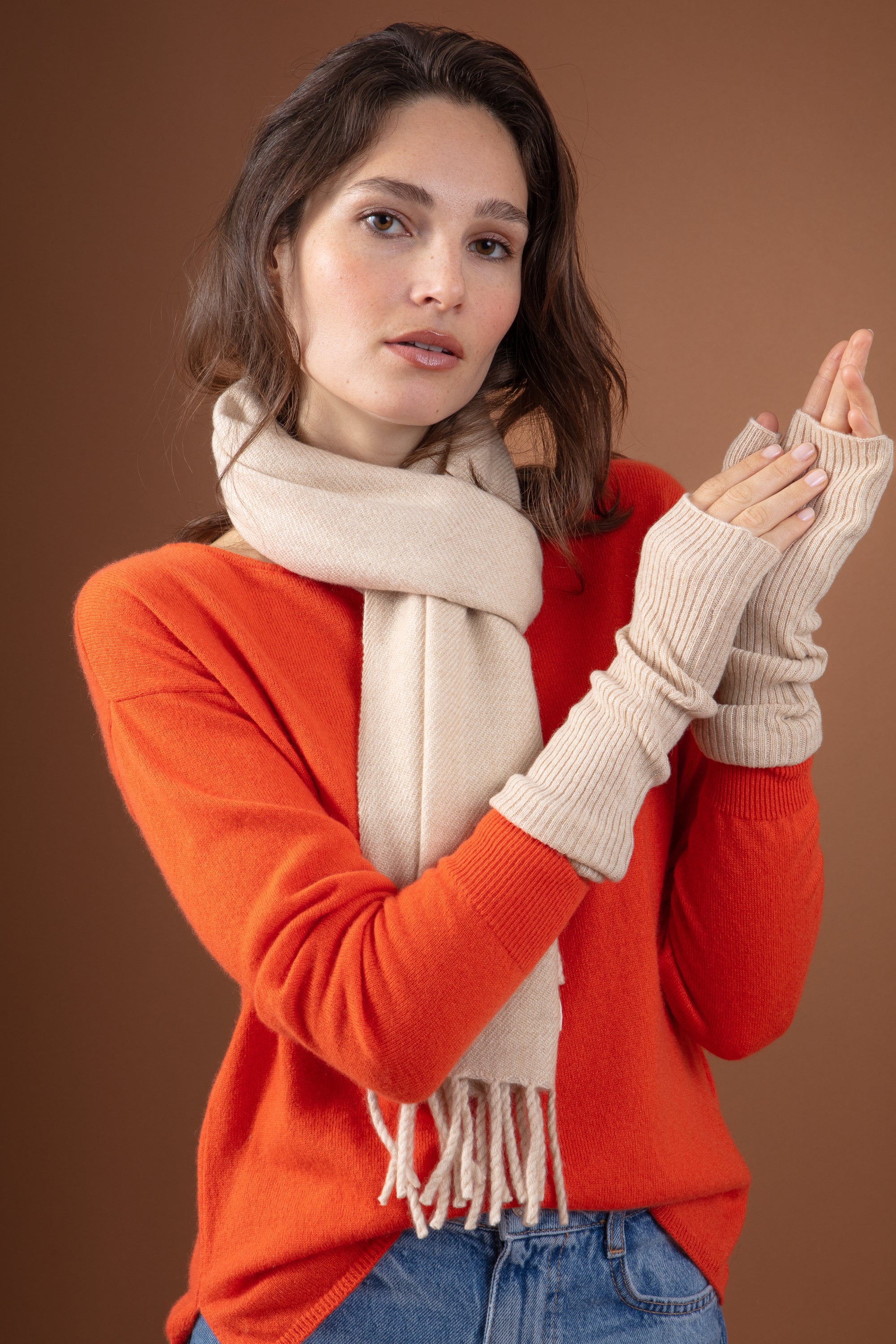 Rain in kasjmier dames - natural beige - Mahogany