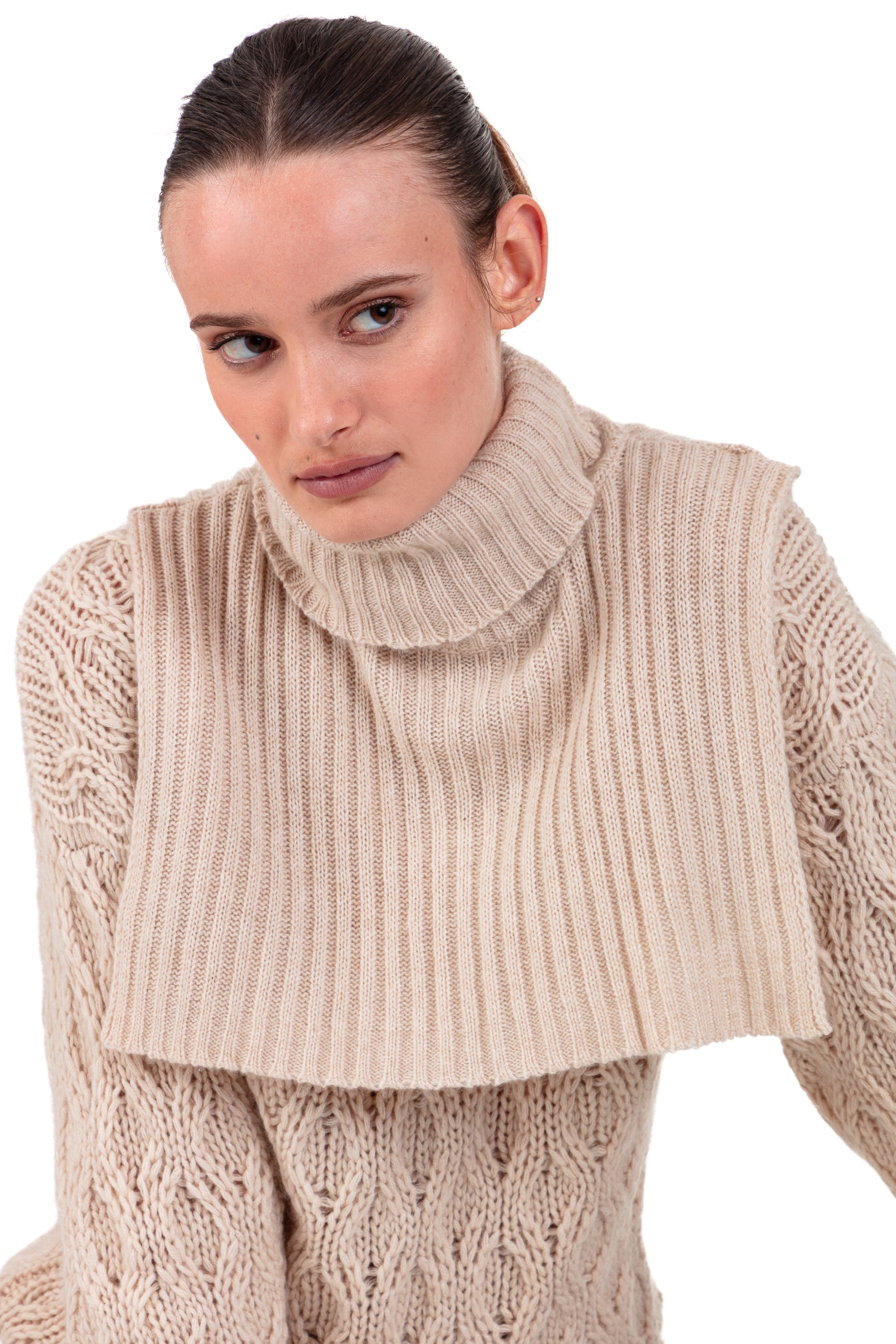 Rolls in kasjmier dames - natural beige - Mahogany