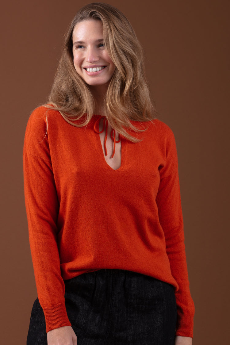 Rowena in kasjmier dames - marmelade - Mahogany