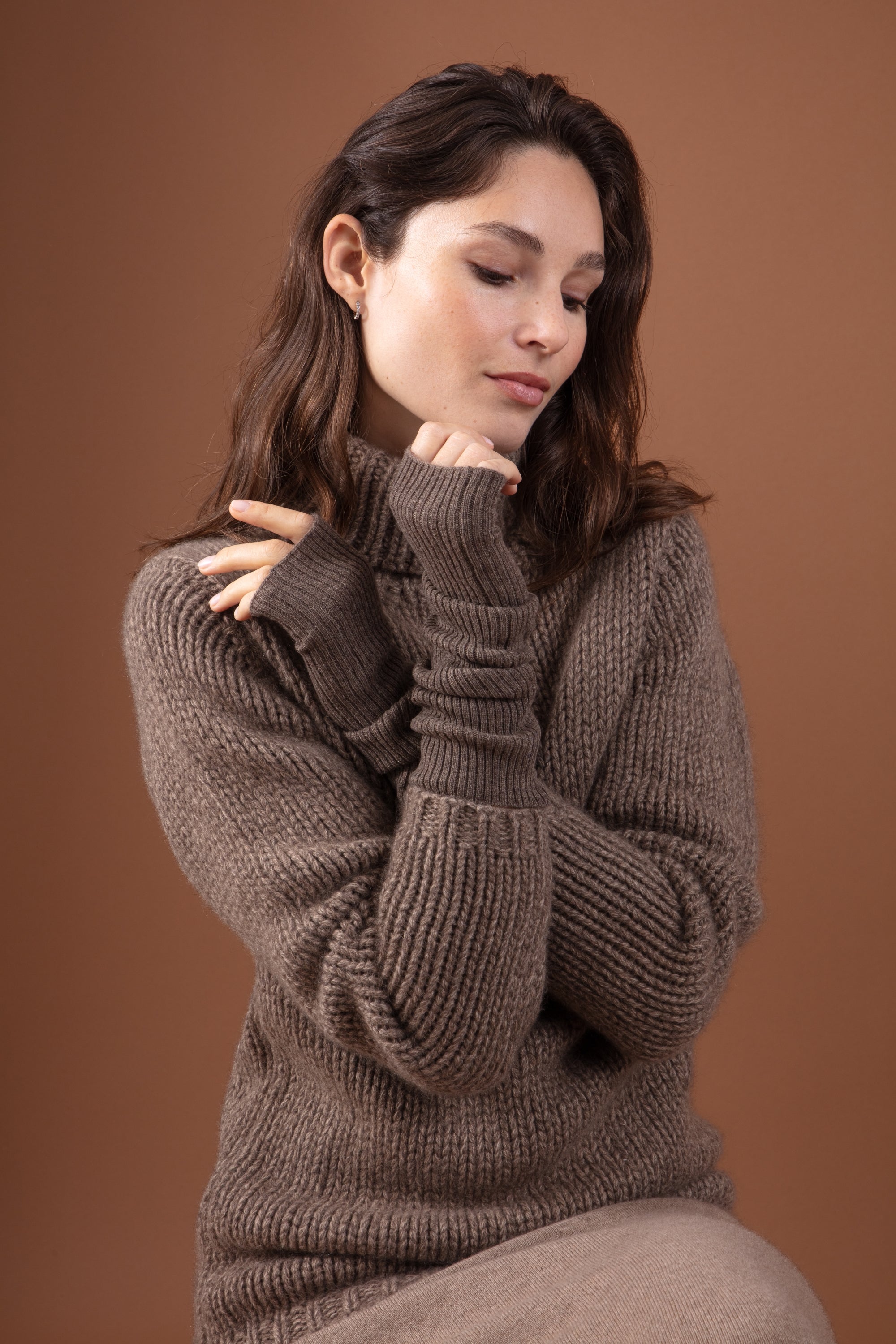 Rain in kasjmier dames - natural dark brown - Mahogany