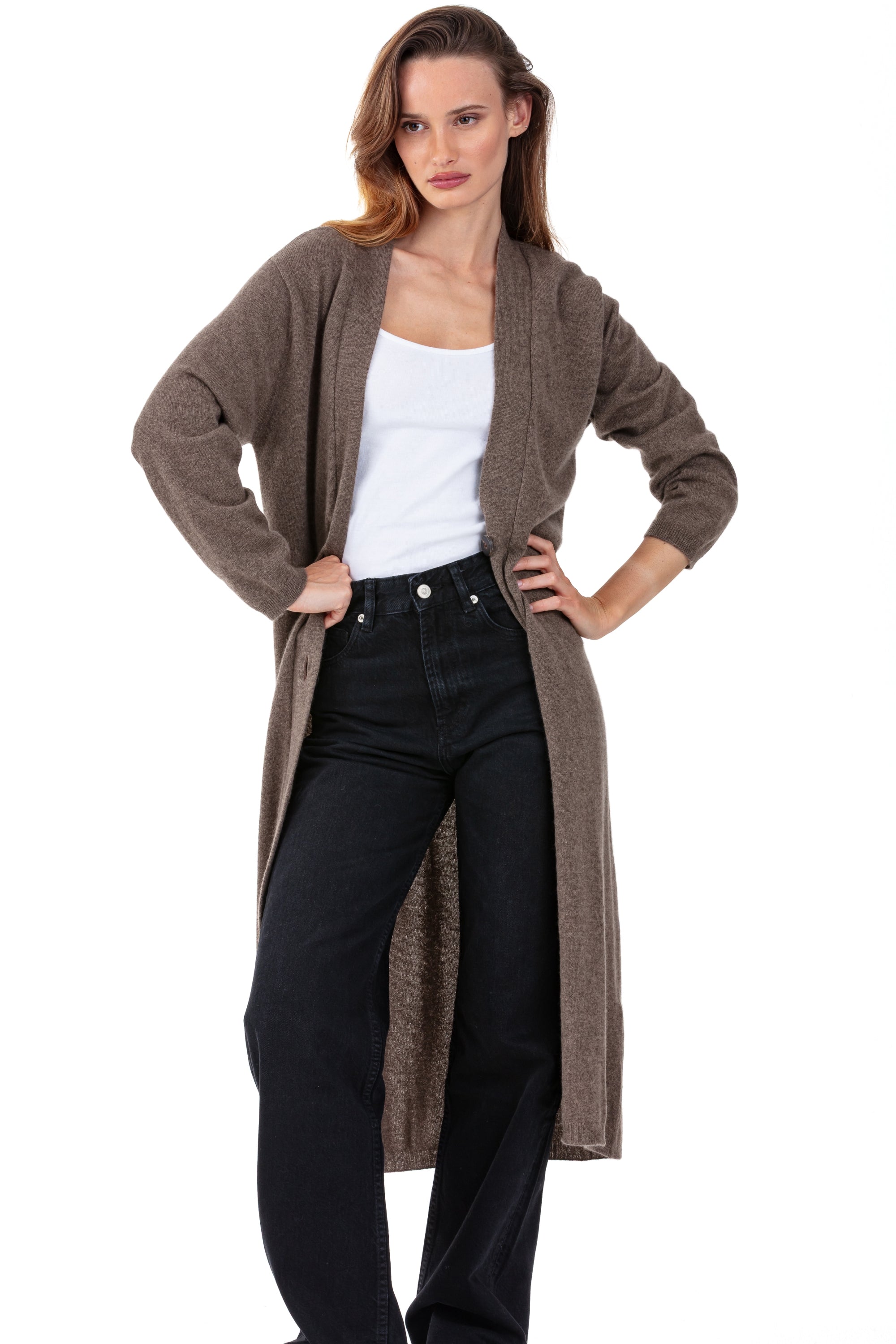 Rimini in kasjmier dames - gemêleerd bruin - Mahogany