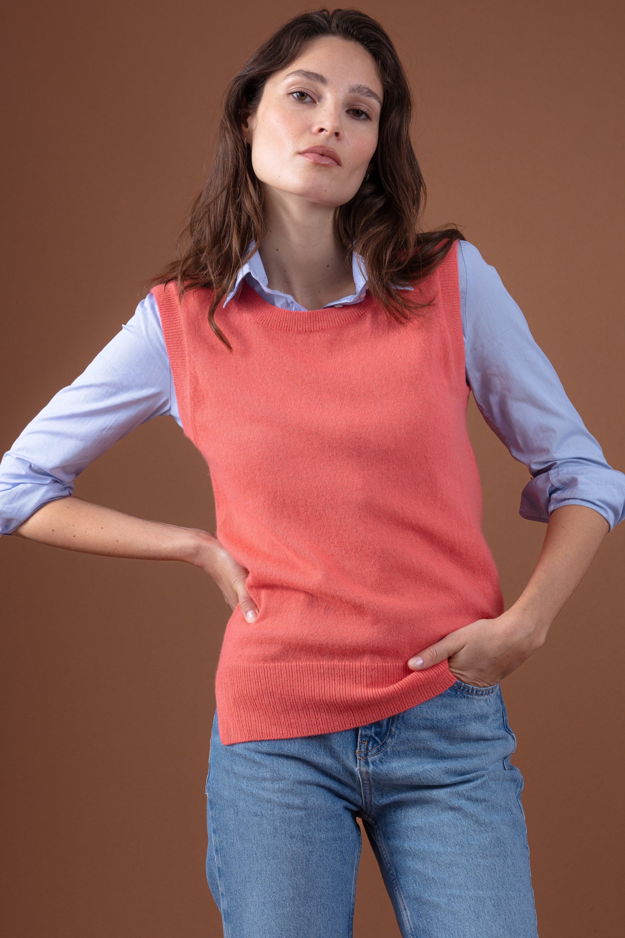 Rati in kasjmier dames - peach - Mahogany