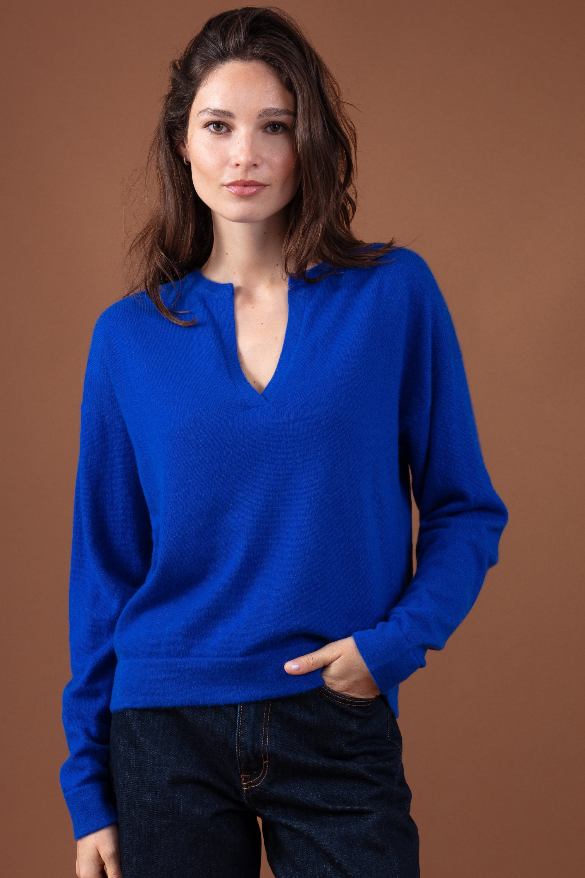 Rellule in kasjmier voor dames - lapisblauw - Mahogany